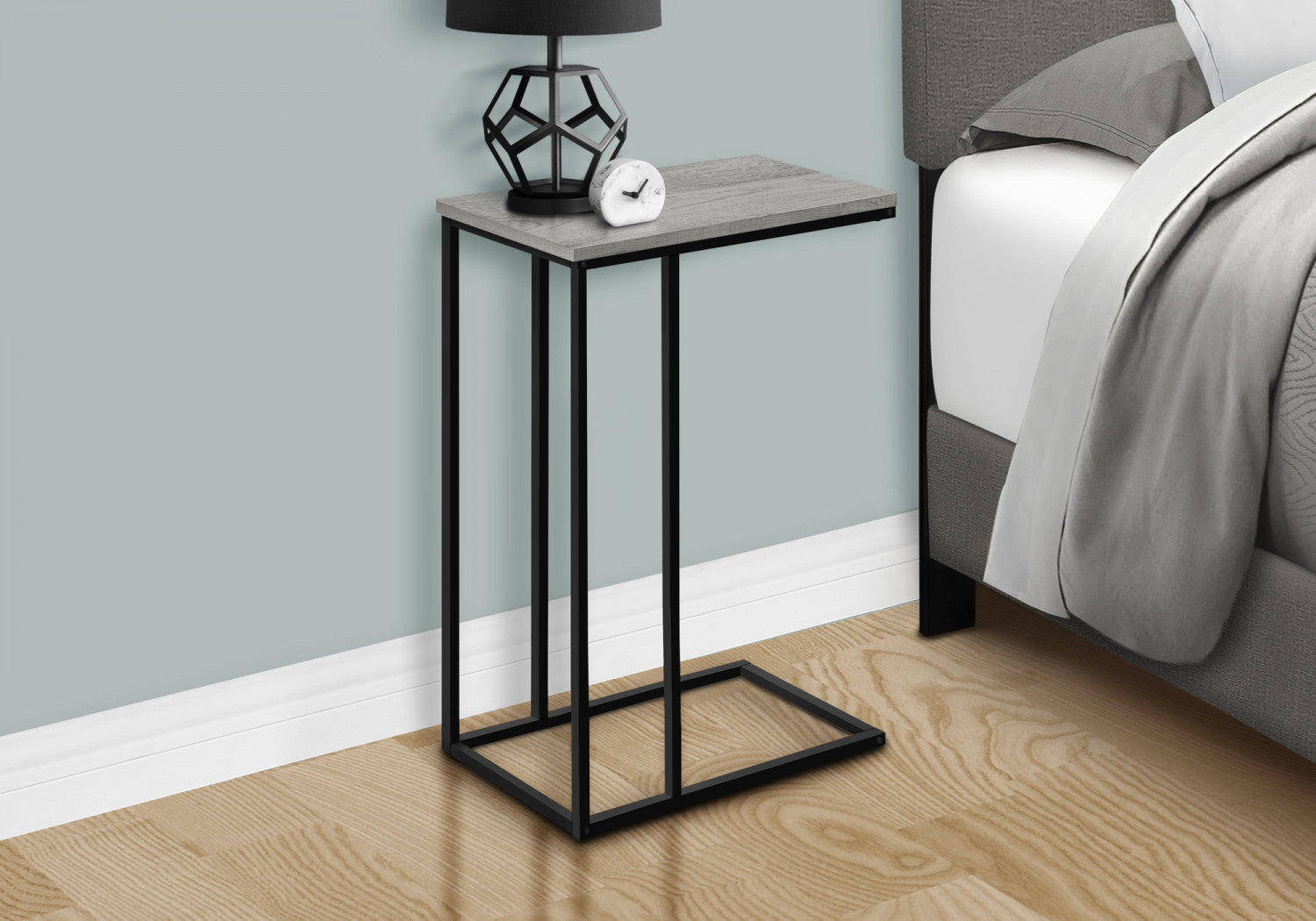 Modern Calix Side Table in Grey - Small End Table for Living Room, Bedroom, or Office - Compact Nightstand with Sleek Design for Home Decor