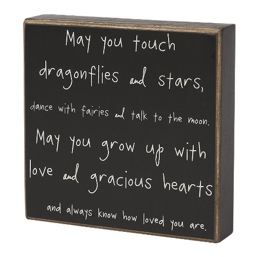 Collins Dragonflies and Stars Decorative Box Sign - Handmade Wooden Wall Art for Home Decor, Nursery, Living Room & Bedroom - Perfect Gift for Nature Lovers & Boho Style Interiors