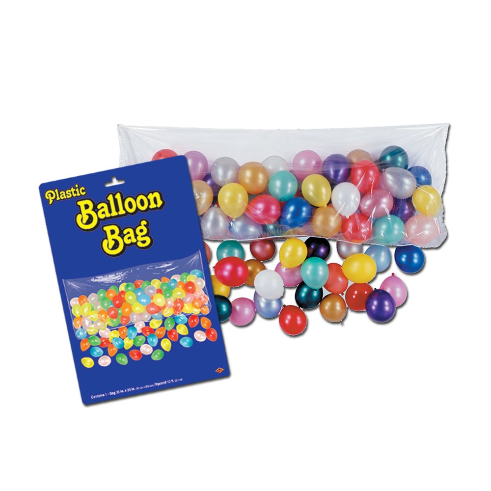 100-Pack Plastic Balloon Bags with Assorted Balloons - 12 Units per Case - Perfect for Parties, Events & Decorations
