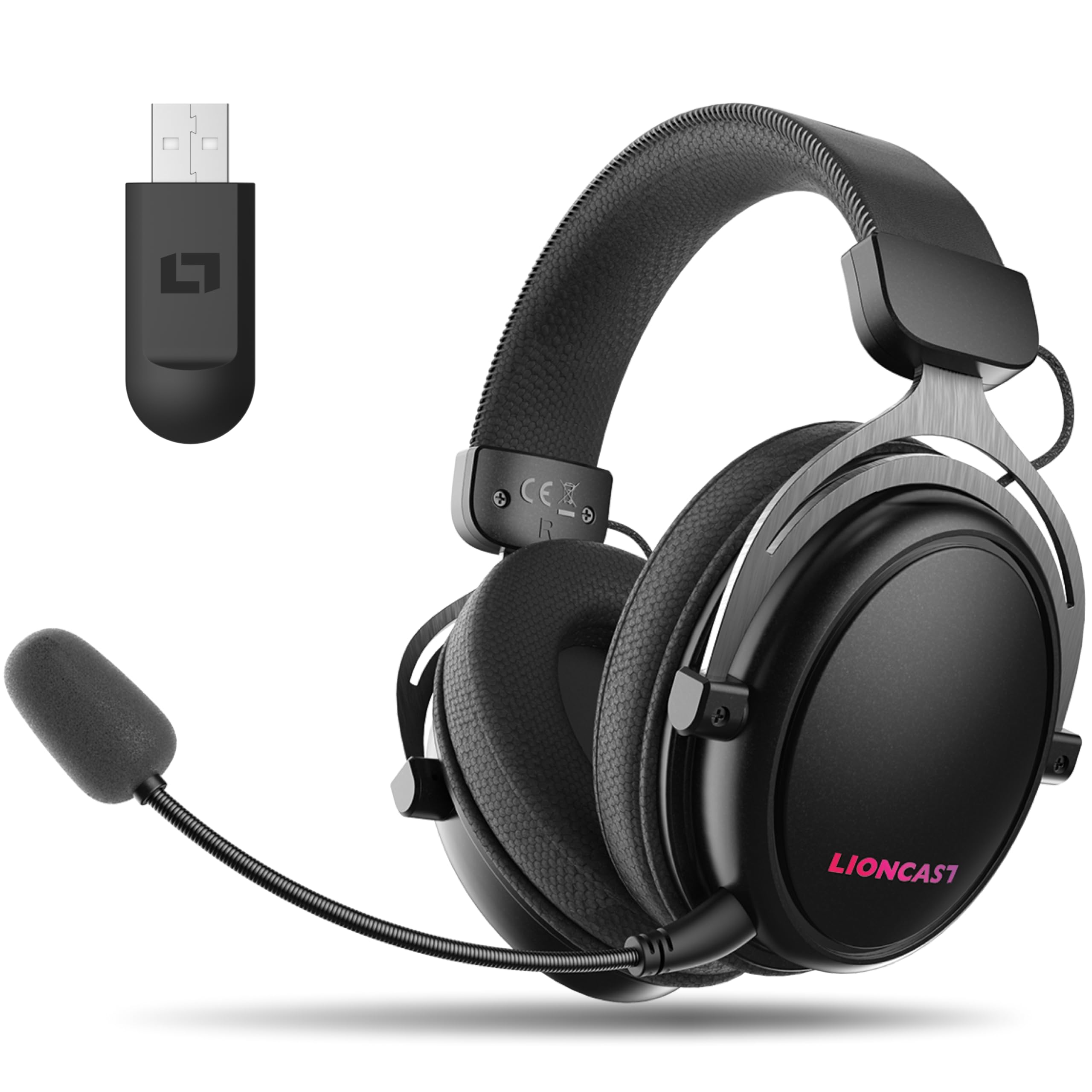 Lioncast LX80 Wireless Gaming Headset with 2.4G & Bluetooth - 53mm Neodymium Drivers, 7.1 Surround Sound - Lightweight 290g Design for PS5, PC, Xbox - Perfect for Competitive Gaming & Immersive Movie Nights