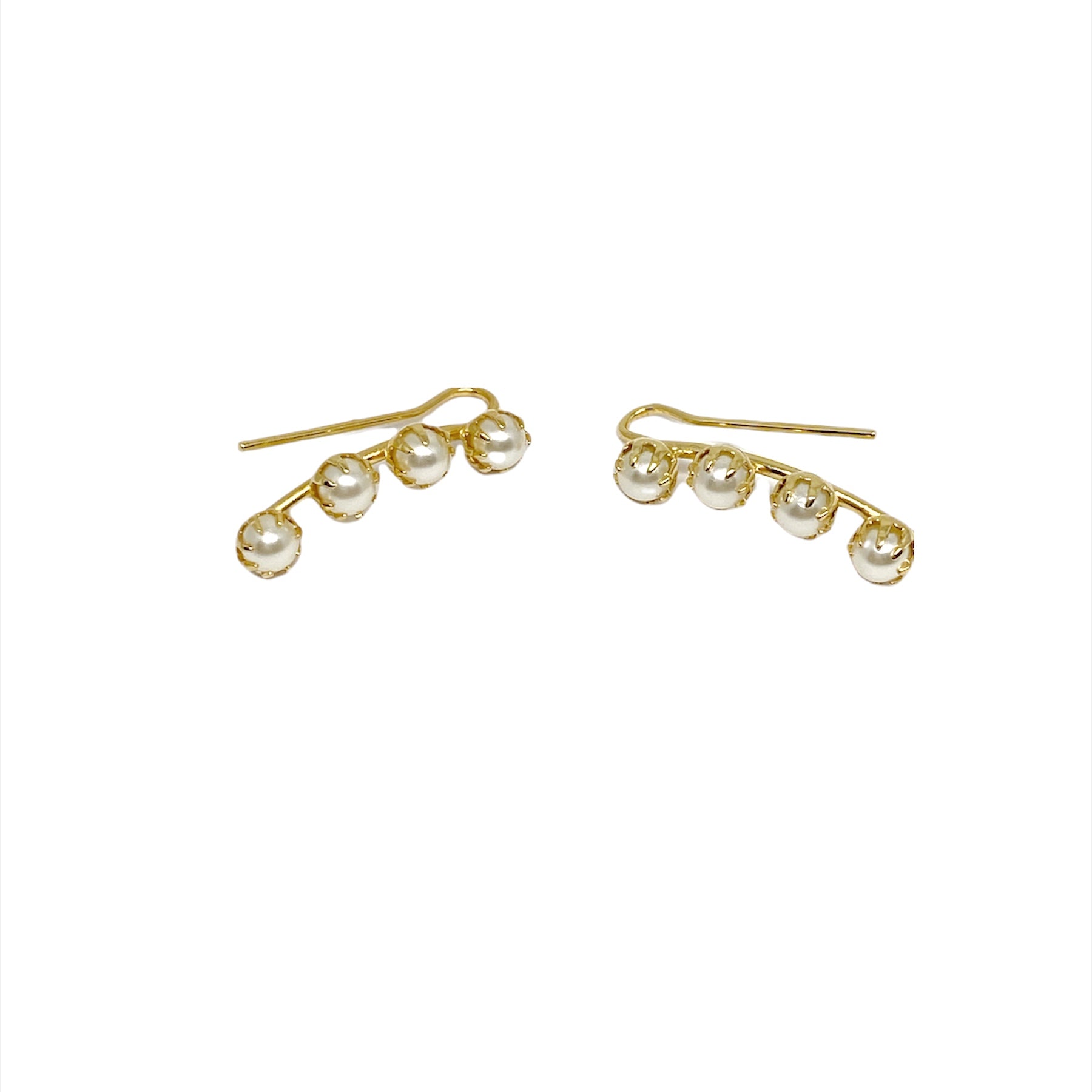 18K Gold Filled Pearl Ear Climber Earrings - Elegant Dangle Earrings for Women, Perfect for Weddings, Parties & Special Occasions