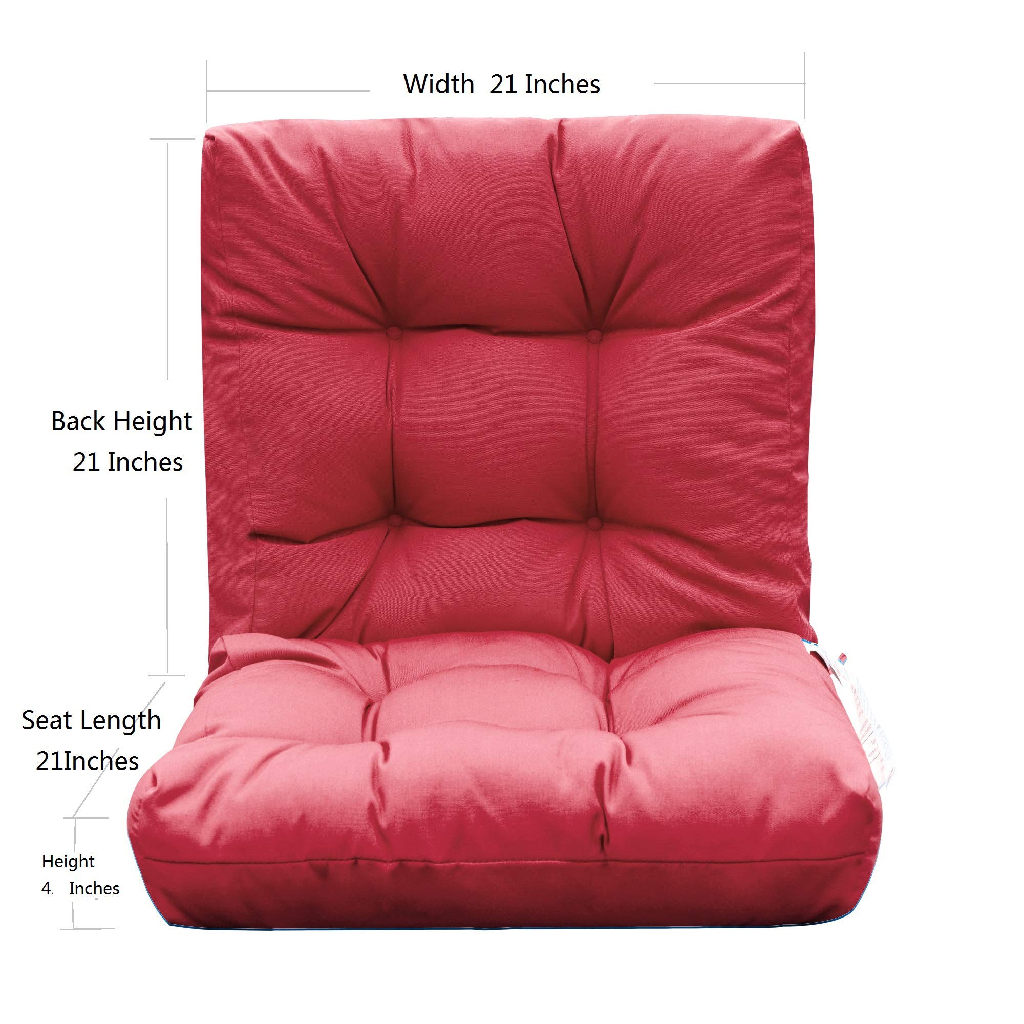 QILLOWAY Outdoor Chair Cushions - 4 Pack Tufted Seat & Back Cushions for Patio Furniture, Water-Resistant Red Pillow Covers for Spring Summer Use - Perfect for Garden, Deck, Poolside & Porch Relaxation