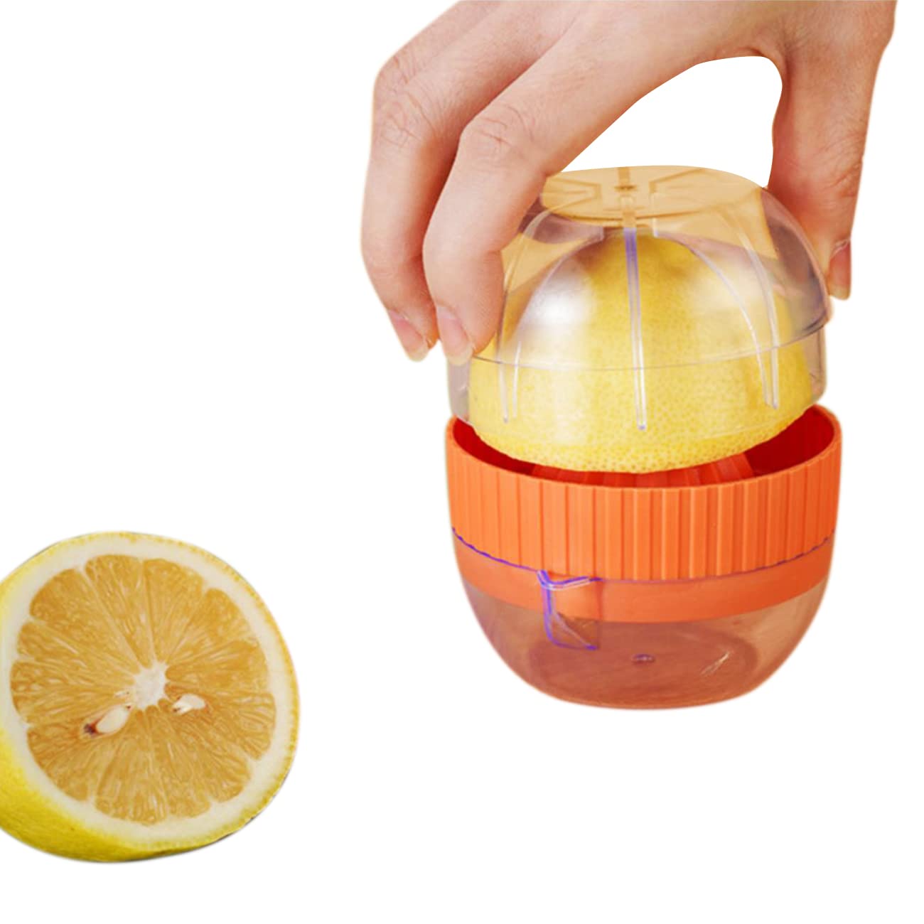 Manual Fruit Press Juicer with Cup - BPA-Free Portable Citrus Lemon Squeezer with Anti-Slip Lid & Rotation Press - Perfect for Kitchen, Camping & Fresh Juice Bars