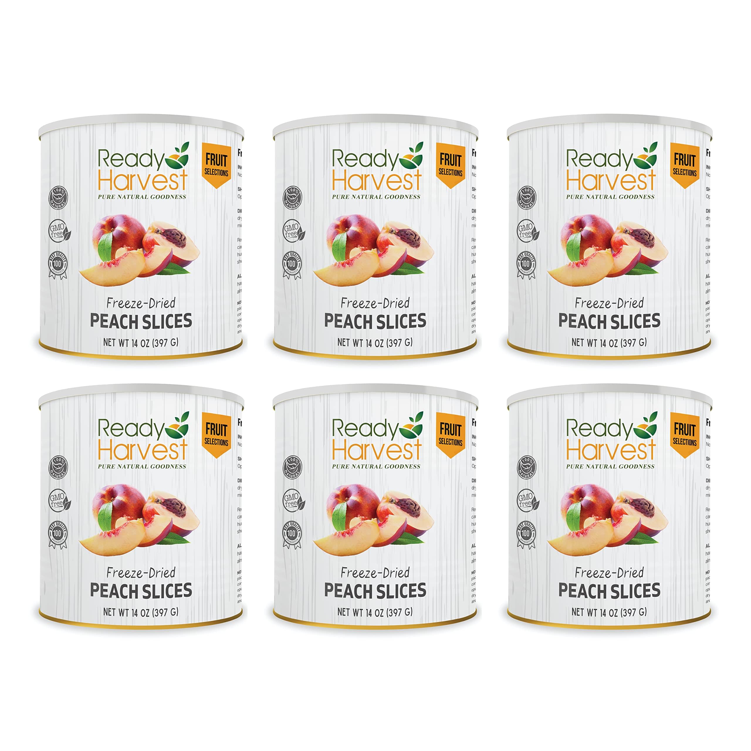 Freeze Dried Peaches - Gluten Free, Non-GMO, 25 Year Shelf Life | Healthy Fruit Snacks for Camping, Hiking & Emergency Food Storage | 6-Pack #10 Cans (397g Each) | Vegan, Paleo & Keto Friendly