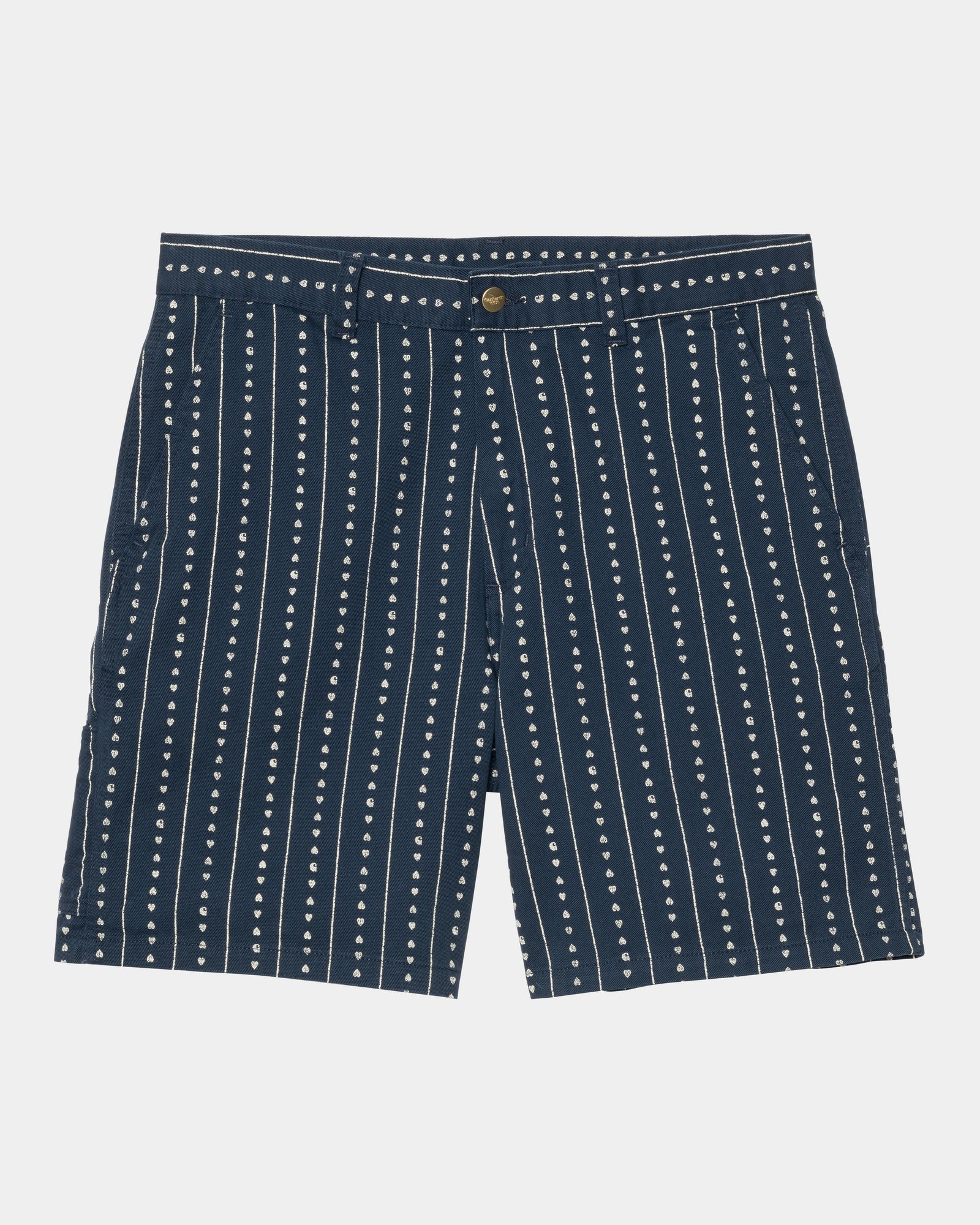 Drew Short | Ink & Natural Heart C Pinstripe Shorts for Women - Casual Summer Wear, Beach Outfits, and Street Style Fashion