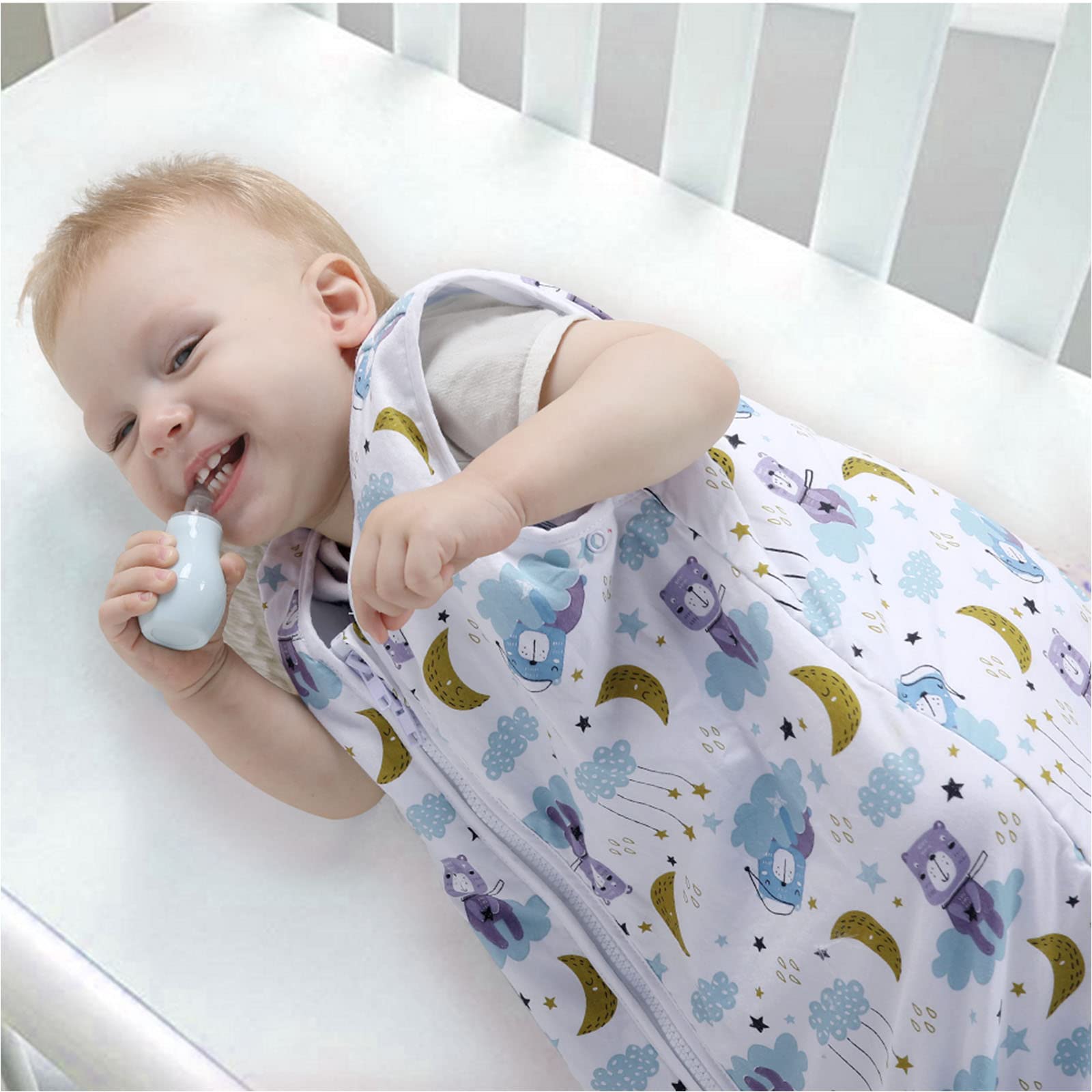 Lictin Baby Sleep Sack - 100% Cotton 1.0 Tog Sleeveless Swaddle Blanket for Newborns & Infants (18-36 Months) | Adjustable Length Baby Sleeping Bag for Boys & Girls | Perfect Newborn Gift & Nursery Essential for Safe Sleep, Daycare & Travel