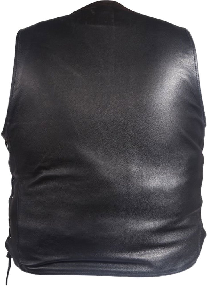 Men's Stylish V-Neck Leather Vest with Adjustable Side Laces & Front Snaps - Perfect for Biker Jackets, Rock Concerts & Fashion Outfits