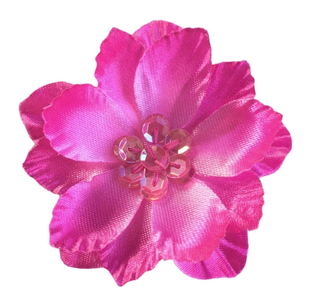 Cuteque International 6-Piece Satin Gladiola Flower with Sequin Clusters - 2.25 Inch Azalea Color - Perfect for Hair Clips, Headbands, and DIY Craft Projects