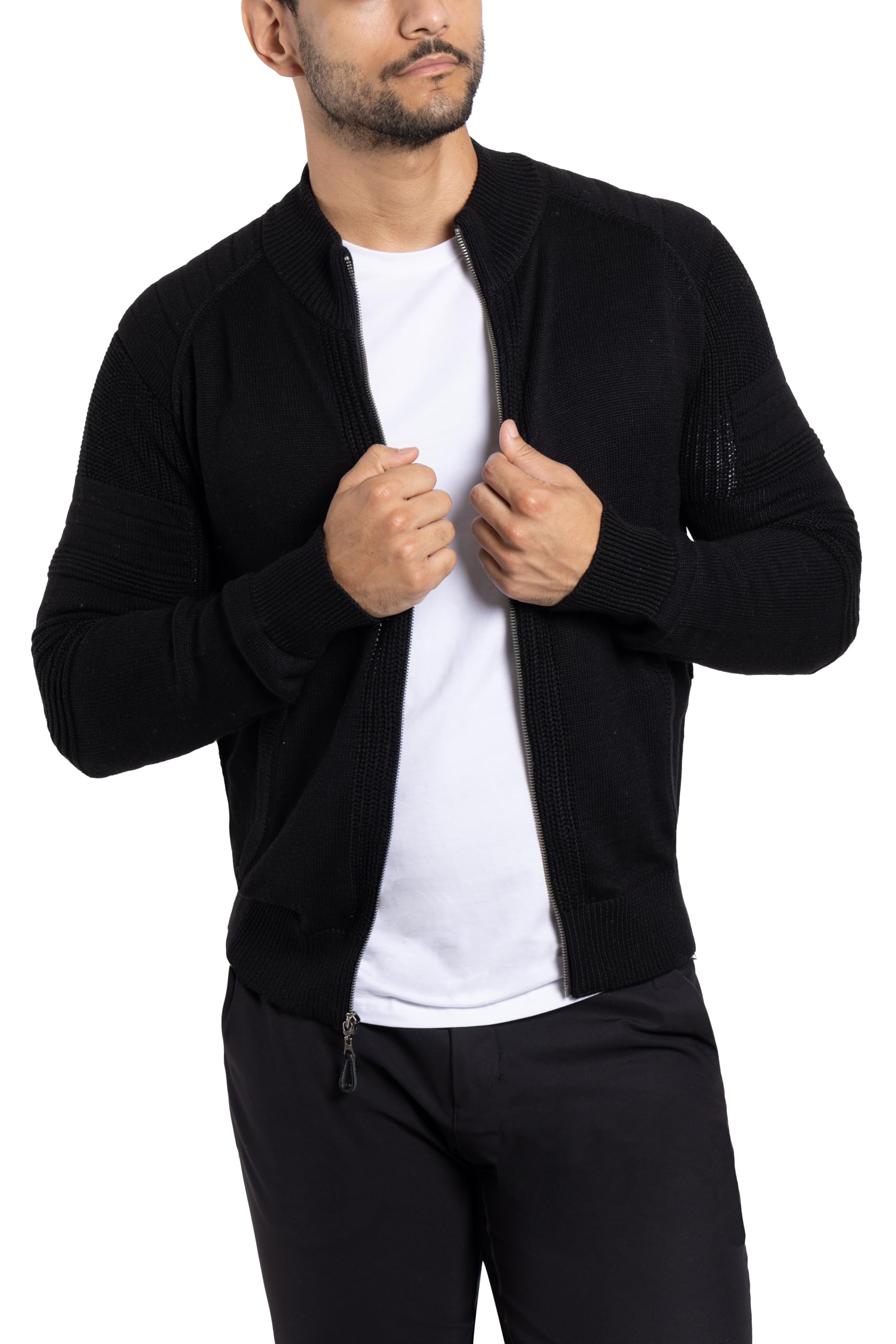 Men's X RAY Slim Fit Zip Up Cardigan Sweater - Lightweight Knit Jacket for Spring & Fall (Big & Tall Sizes) - Perfect for Casual Wear, Office & Outdoor Activities
