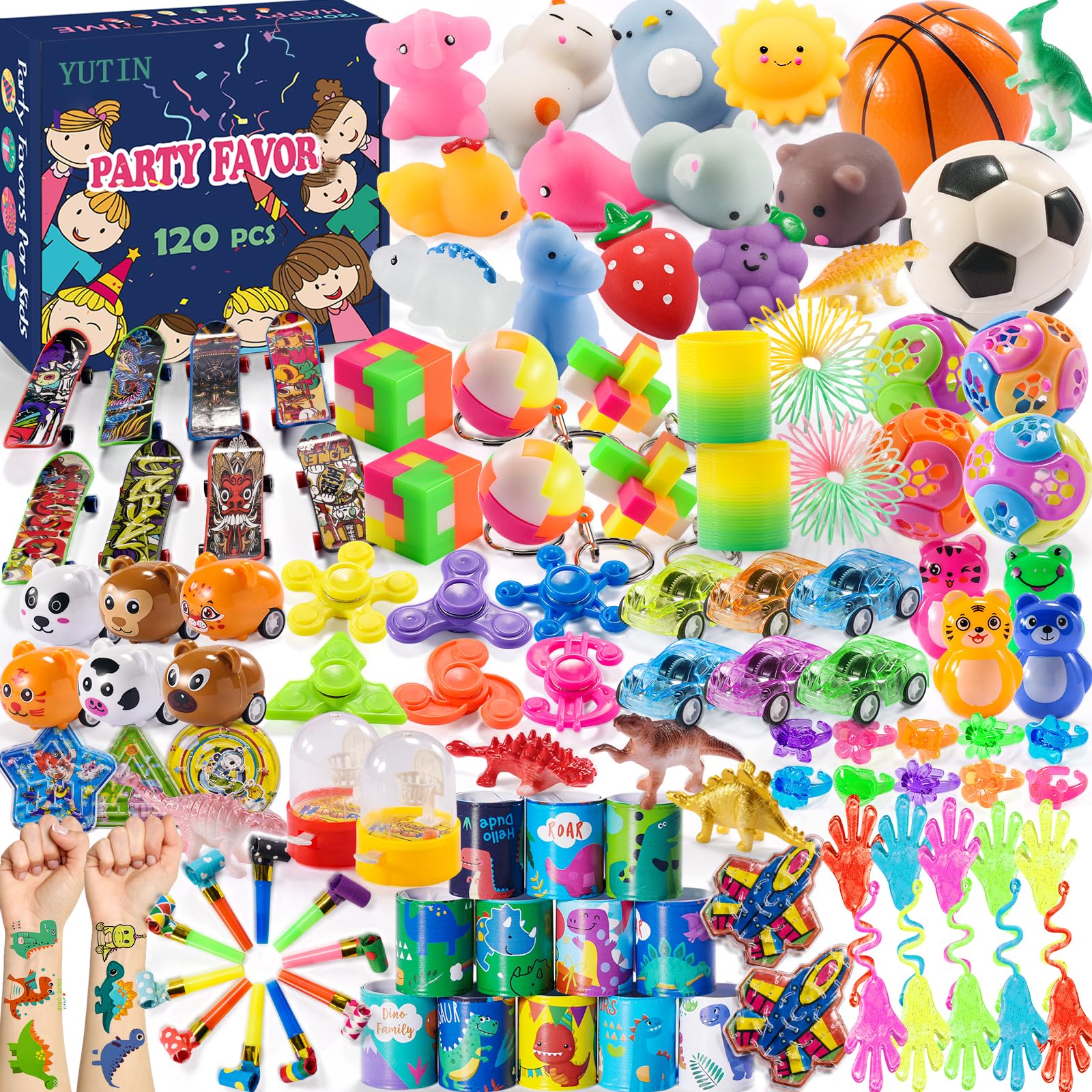 120PCS Kids Party Favors Bulk - Treasure Box Prizes, Goodie Bag Fillers, Classroom Rewards & Easter Egg Hunt Toys for Boys Girls | Birthday Party Supplies, Pinata Fillers, Small Fidget Toys for School Events & Holiday Celebrations