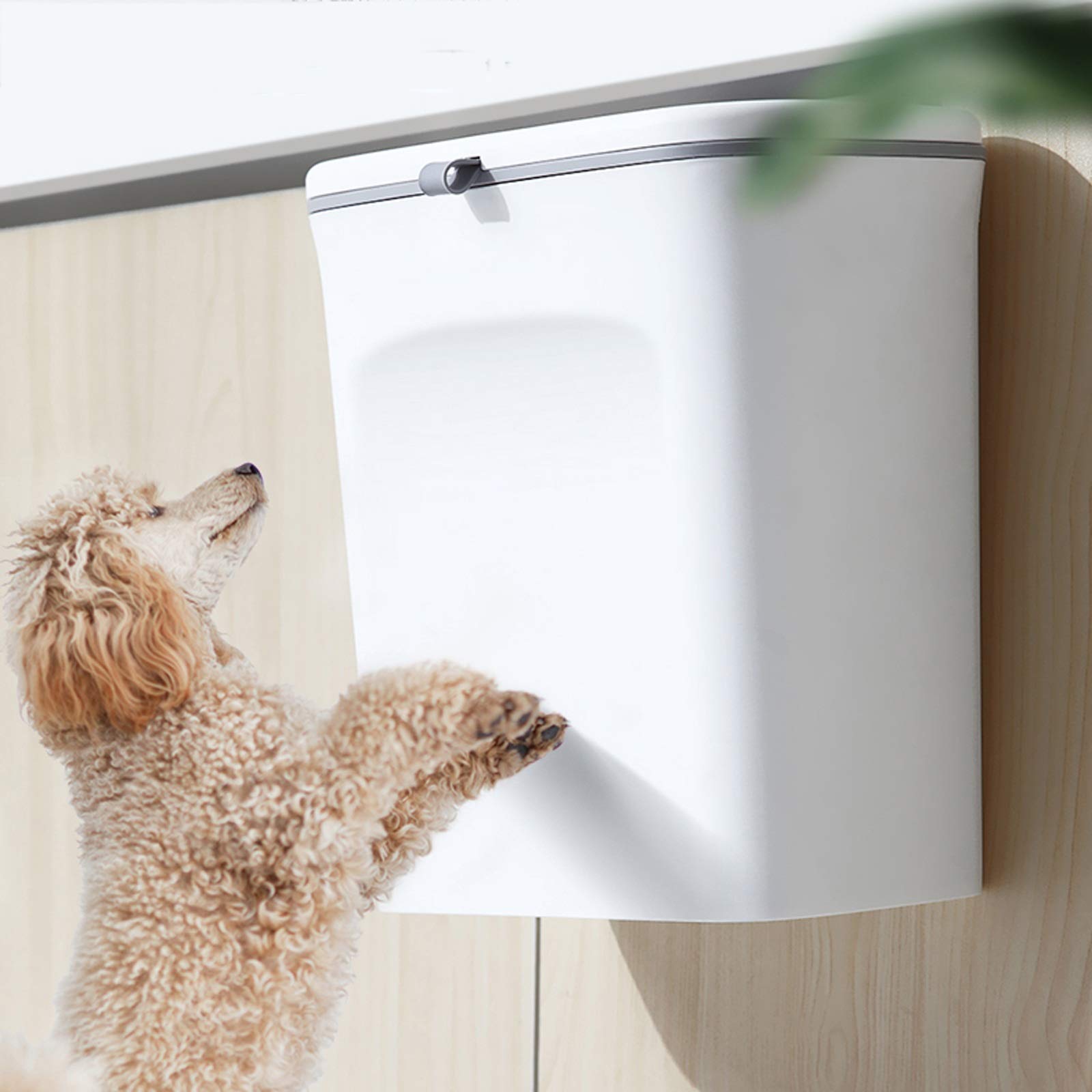 Wall Mounted Compact Trash Can with Lid - 9L Small Garbage Bin for Kitchen Cabinet, Drawer, Bedroom & Dorm - Space-Saving Waste & Compost Bin for Countertop, Office & Bathroom Organization