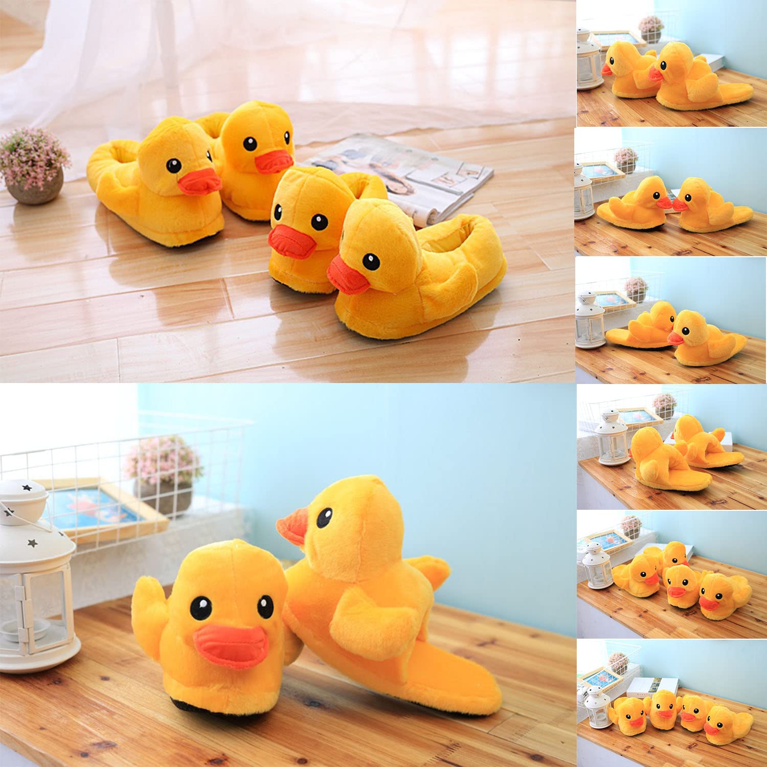 **Duck Slippers for Women & Men - Plush Yellow Duck House Slippers, Non-Slip Cartoon Animal Slippers - Cozy & Cute for Home, Lounge, and Gifts**