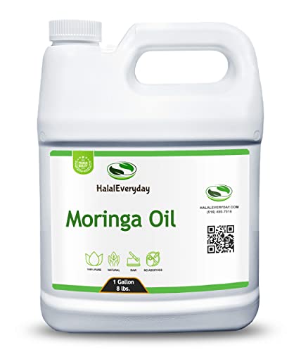 100% Pure Organic Moringa Oil - Unrefined Virgin Cold Pressed for Skin, Hair & Body Care | Food Grade Cosmetic Oil | Perfect for Massage, DIY Beauty Recipes & Cooking | 1 Gallon (8 lbs)