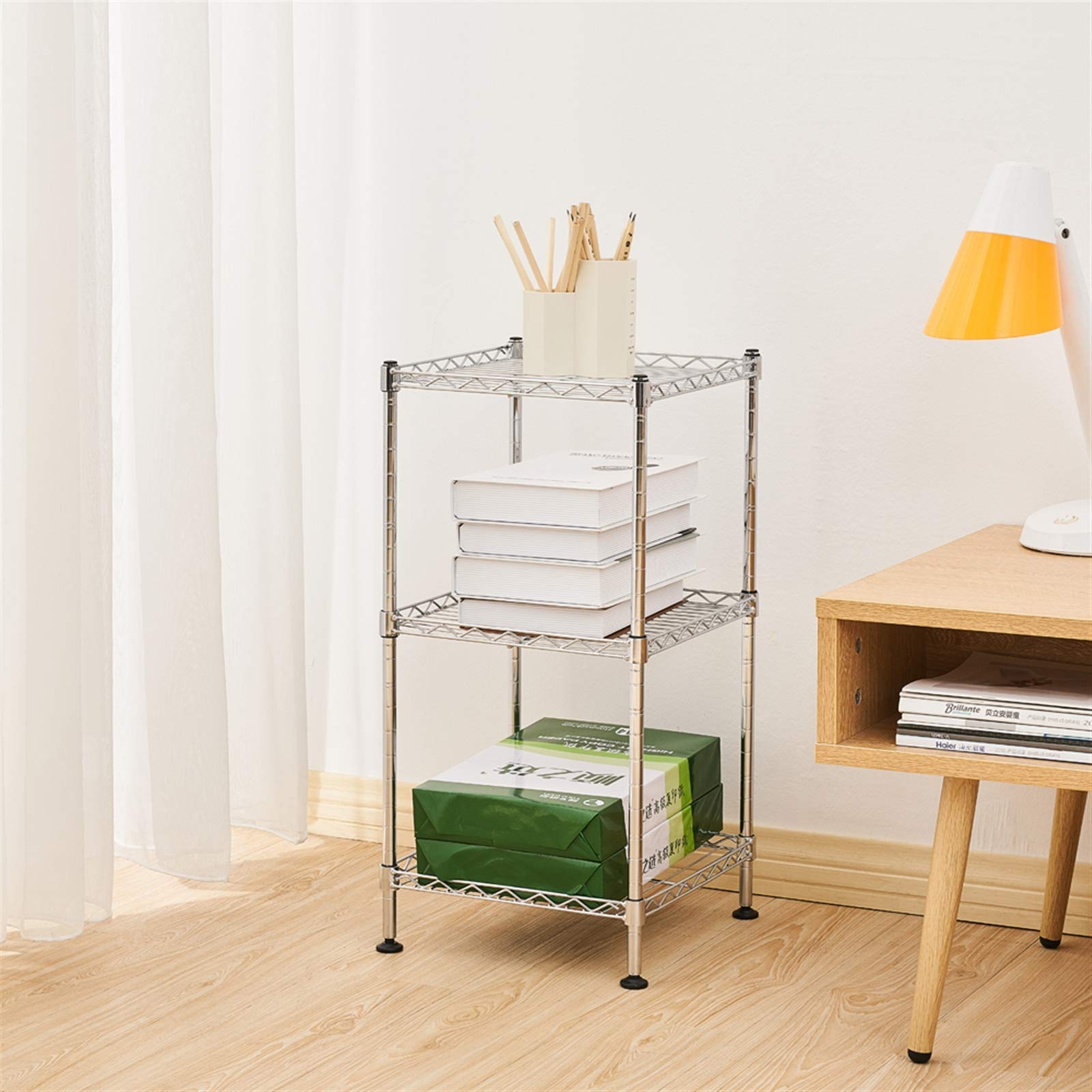 BELANITAS 3-Tier Adjustable Steel Wire Shelving Unit - Heavy Duty Metal Storage Rack for Garage, Kitchen, Pantry, Basement & Living Room - Chrome Finish | Perfect for Organizing Tools, Pantry Items & Home Decor