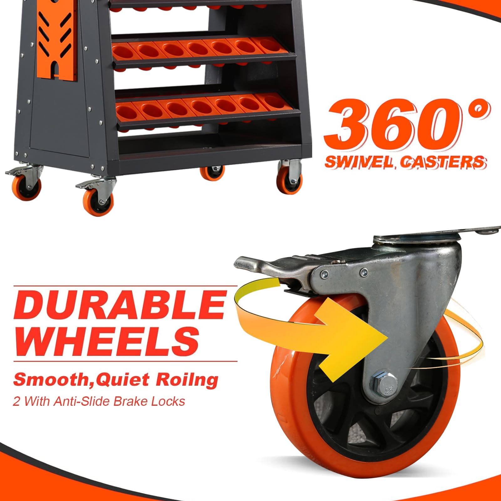 CAT40 CNC Tool Cart - 100 Capacity, 5-Tier Rolling Tool Storage with Wheels, 40 Taper Tool Holder Organizer for CNC Machines | Perfect for Workshop, Factory & Garage Organization
