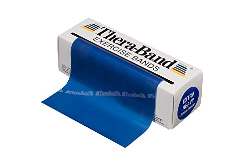 THERABAND Resistance Bands - 6 Yard Roll Professional Latex Exercise Bands for Strength Training, Physical Therapy & Home Workouts | Upper & Lower Body, Core Exercises, Pilates, Rehab | Extra Heavy Blue Bands (Intermediate Level 2) - Perfect for Gym, Physical Therapy & Home Fitness Routines