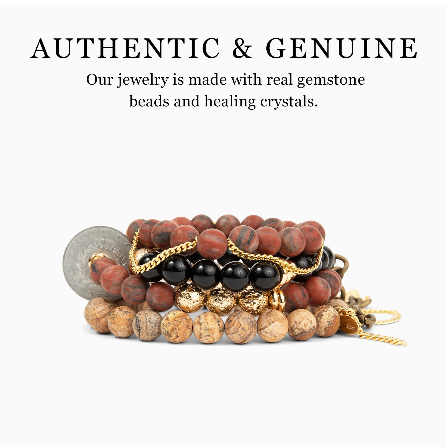 Handmade Beaded Bracelets with Authentic Gemstones & Healing Crystals | Oxblood Stackable Bracelet Set for Women | Mix & Match Boho Jewelry | Perfect for Yoga, Meditation & Everyday Wear