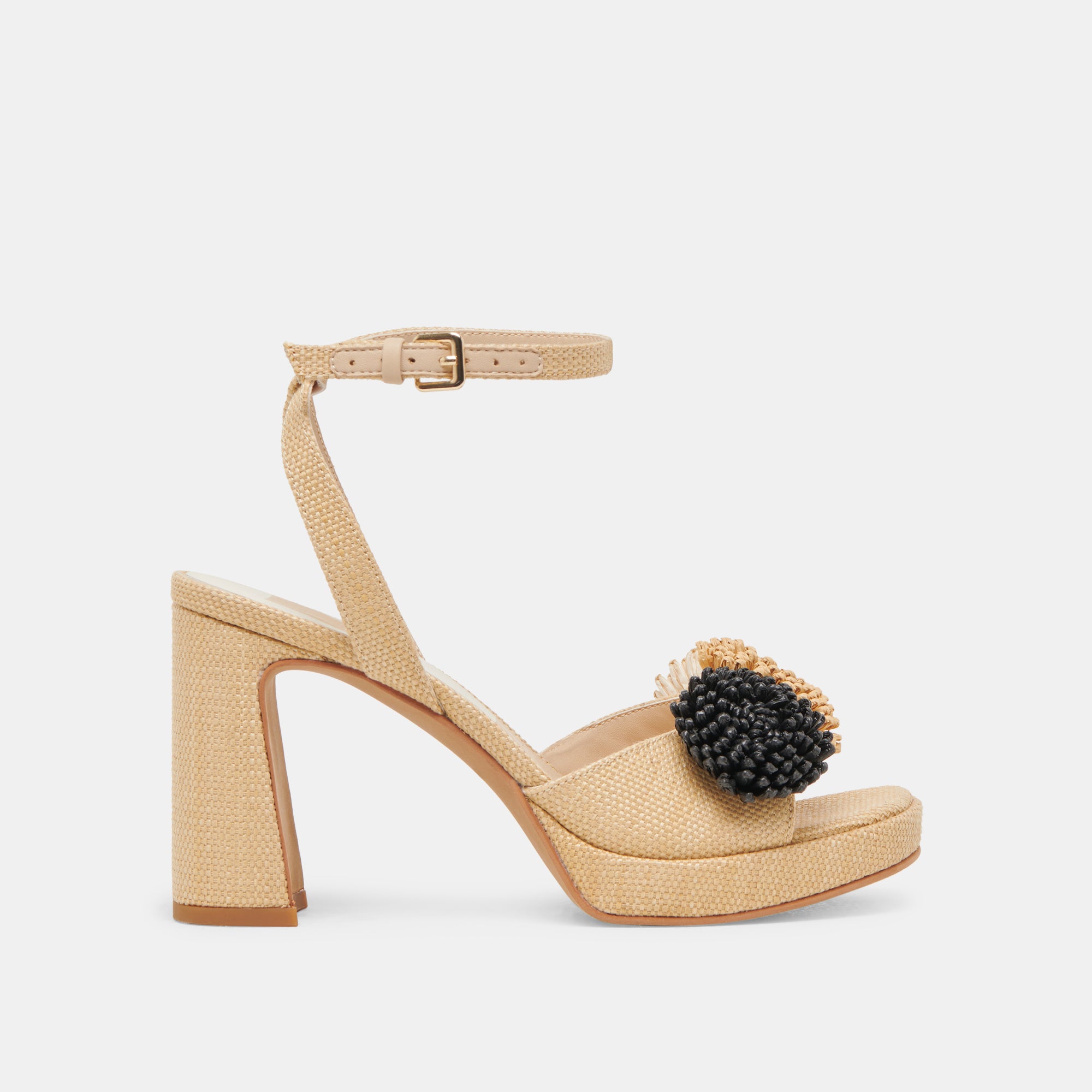 OLIVEA Women's Black Natural Raffia High Heels - Comfortable Summer Wedge Sandals for Beach, Wedding & Party