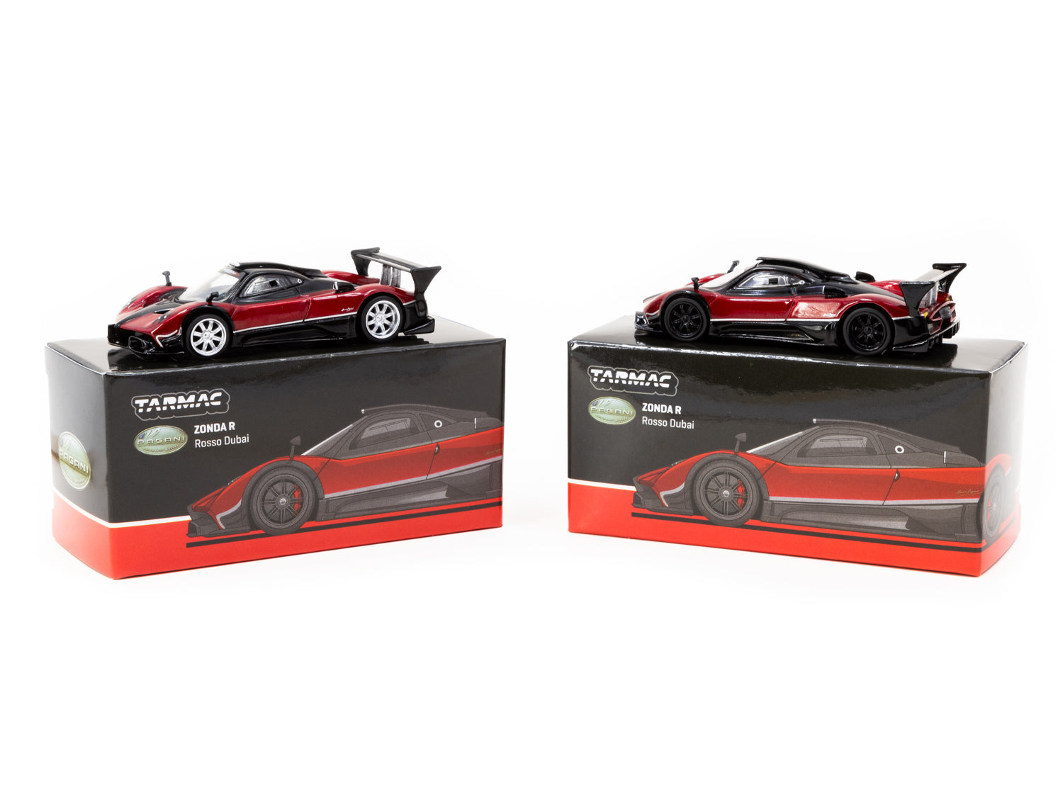 Tarmac Works 1/64 Scale Pagani Zonda R Rosso Dubai Diecast Model Car - Collectible Miniature for Display, Racing Enthusiasts & Dubai-Themed Collections