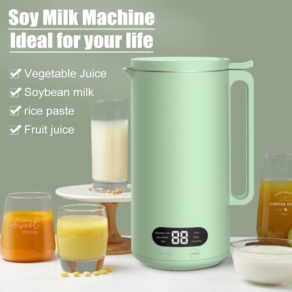 Mini Soy Milk Maker Machine - 6-in-1 Automatic Nut Milk Maker & Electric Juice Blender with Self-Cleaning, 12H Preset Timer for Almond, Oat, Soy Milk - Perfect for Home Kitchen & Healthy Breakfast