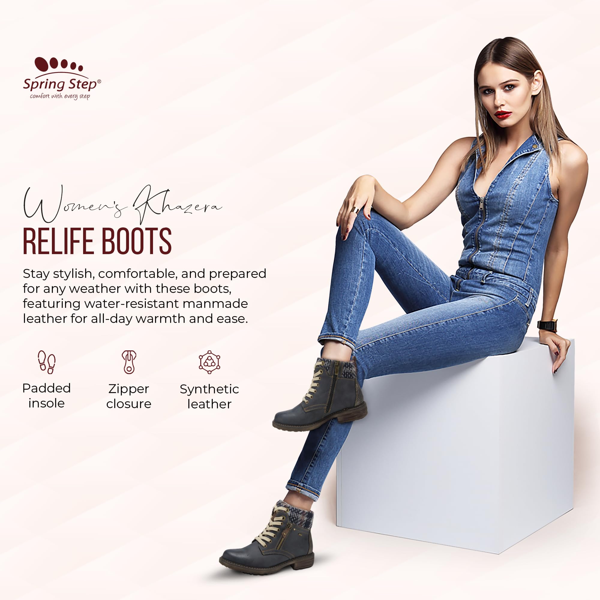 Spring Step Women's Khazera Combat Boots - Stylish Ankle Booties with Chunky Heel | Perfect for Fall Fashion, Casual Outfits & Everyday Wear