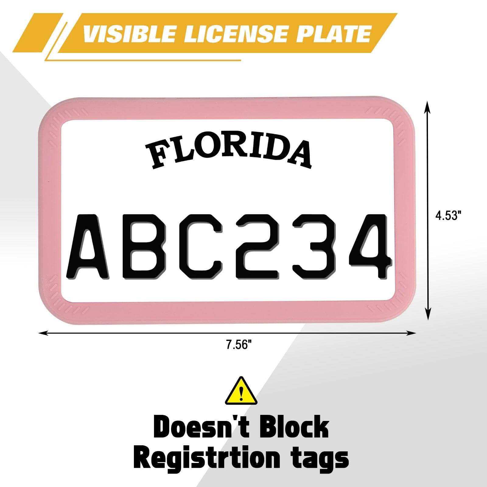 Xotic Tech Motorcycle Silicone License Plate Frame - Rustproof, Rattleproof, Weatherproof Motorbike Plate Holder (Pink, 7.56