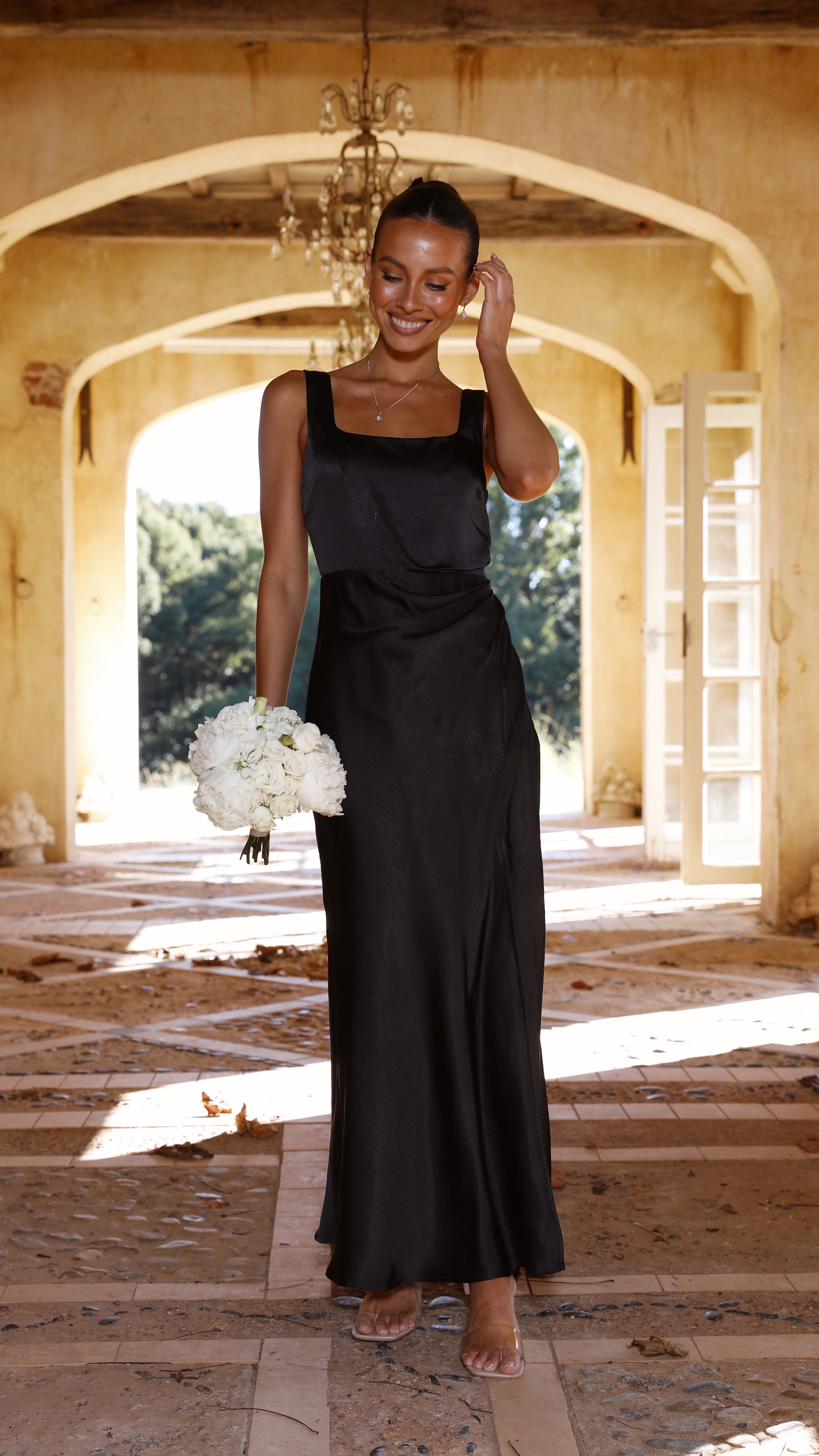 Alaria Maxi Dress for Women - Elegant Black Long Summer Dress for Beach, Vacation & Casual Wear