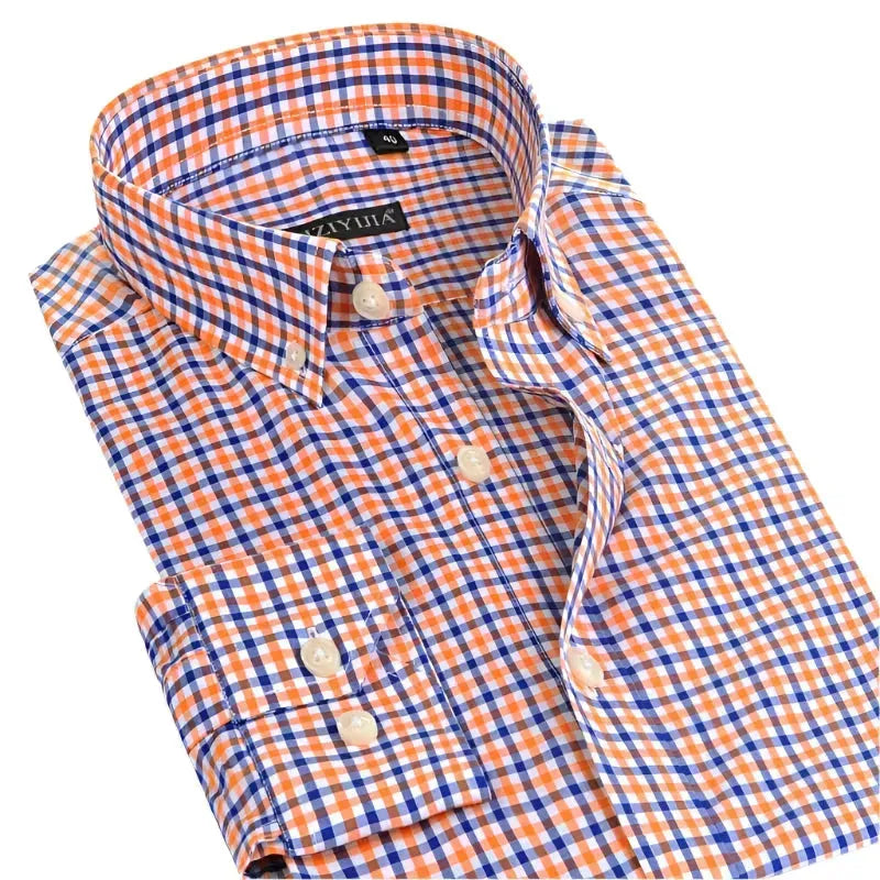 Men's Casual Button Down Cotton Checkered Shirt - Comfortable Plaid Long Sleeve Shirt for Work, Date Night & Outdoor Activities