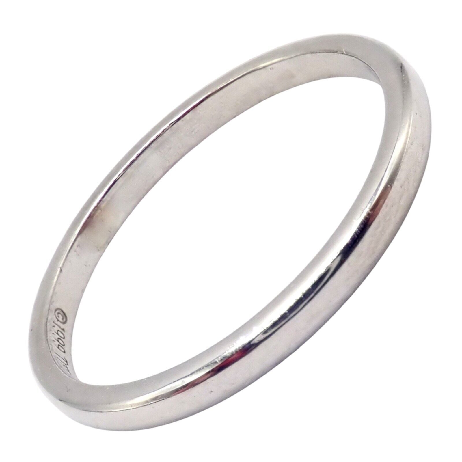 Tiffany & Co Platinum 2mm Stackable Band Ring Size 5.5 - Elegant Wedding, Anniversary or Everyday Jewelry Gift for Women