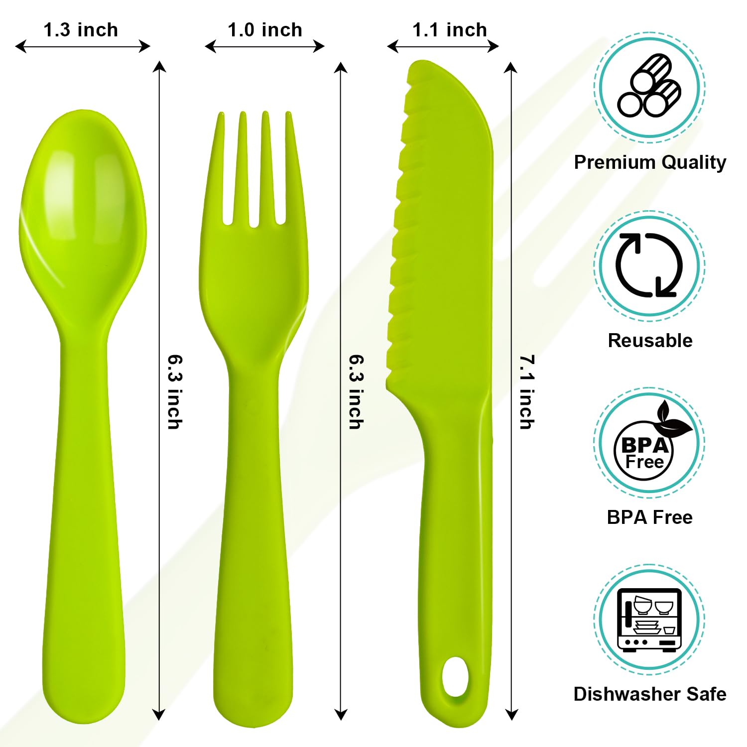 Jawbush 16-Piece Kids Plastic Utensil Set - 8 Forks & 8 Spoons | BPA-Free, Dishwasher Safe Toddler Silverware for School Lunch Boxes, Picnics & Family Meals | Colorful Reusable Children's Cutlery
