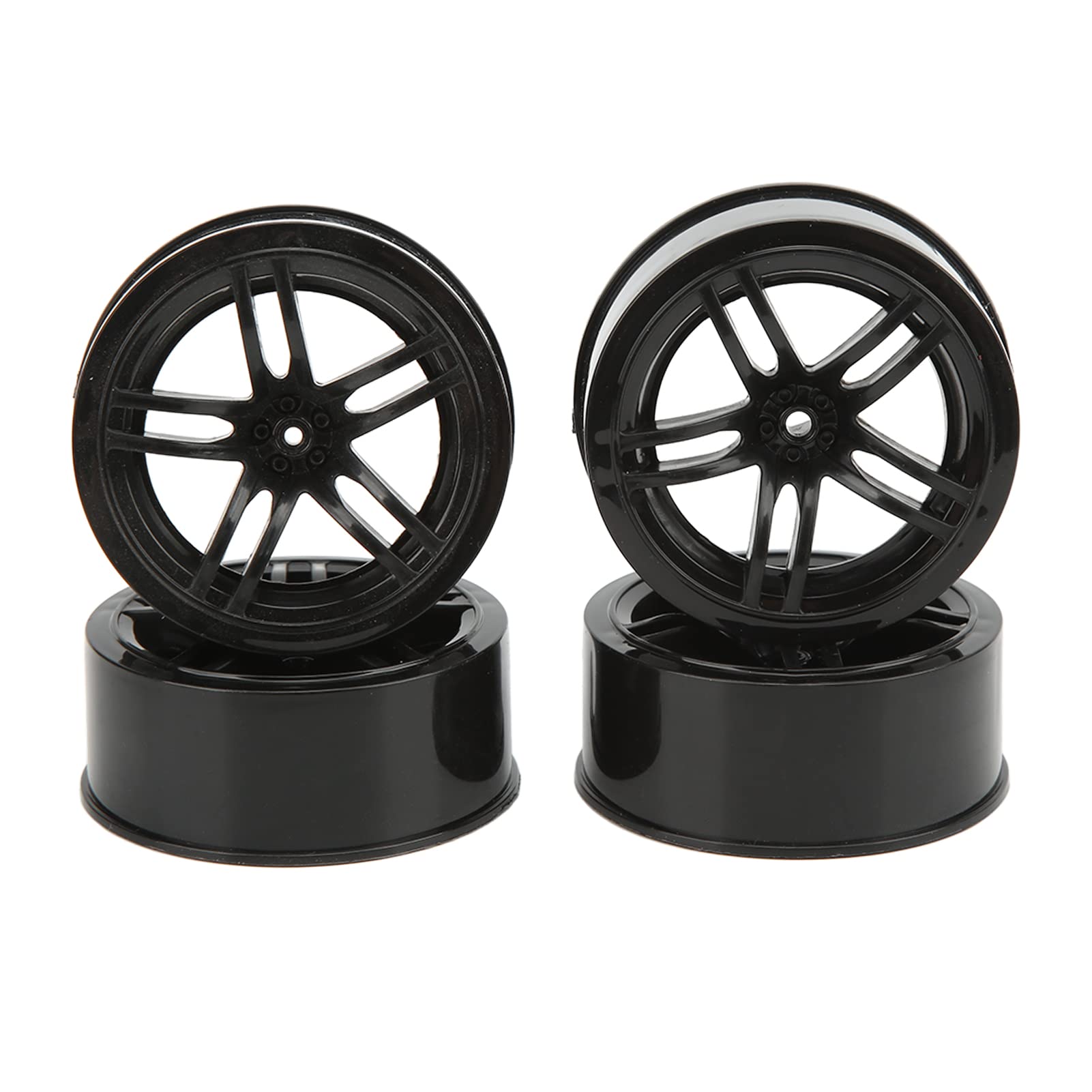 Demeras 1/10 Scale RC Car Wheel Hub Set - 4pcs Black High-Speed Plastic Rims for RC Trucks & Off-Road Vehicles | Durable Replacement Parts for Racing & Stunt Driving