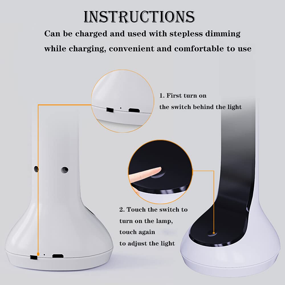 USB Rechargeable LED Desk Lamp - 3-Level Dimmable, Foldable Study Lamp for Students, Bedside Reading Light with Charging Port | Perfect for Dorm Rooms, Home Office & Nightstand Use