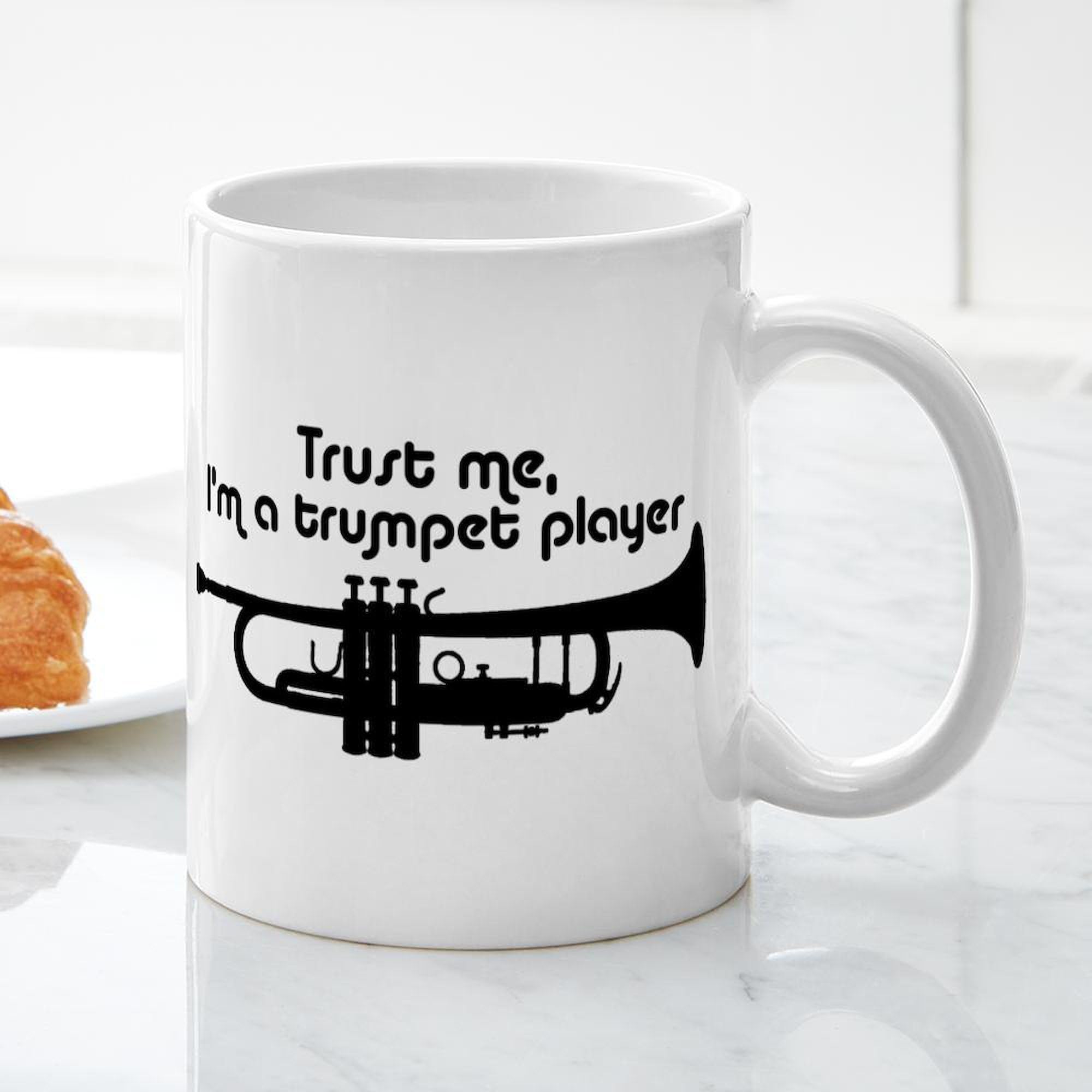 Trumpet Player Mug - 11 oz (325 ml) Ceramic Coffee Cup with Handle - Perfect Gift for Musicians, Music Teachers & Band Members - Great for Tea, Hot Chocolate & Office Use