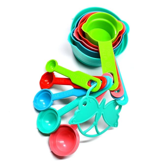 ATEVON 10-Piece Measuring Cups and Spoons Set - Durable Plastic Kitchen Utensils for Baking, Cooking & Precise Ingredient Measurement - Perfect for Home Chefs, Bakers & Meal Prep