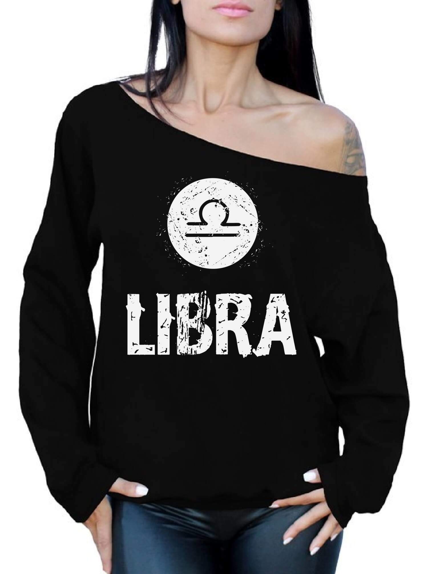 Aries Zodiac Sweatshirt for Women - Stylish Off The Shoulder Top - Perfect Astrology Birthday Gift for Her - Great for Casual Wear, Date Nights & Birthday Celebrations