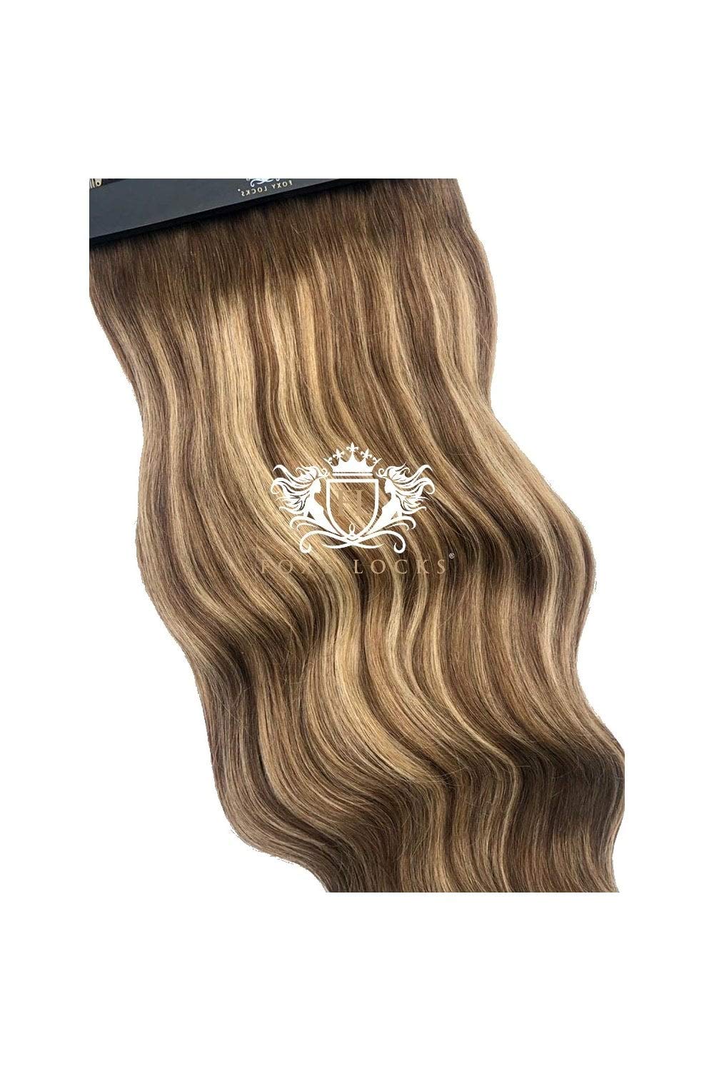 Brondie 20 Inch Seamless Clip-In Human Hair Extensions - 160g Natural Black Rooted Hair for Volume & Length - Perfect for Parties, Weddings & Daily Styling