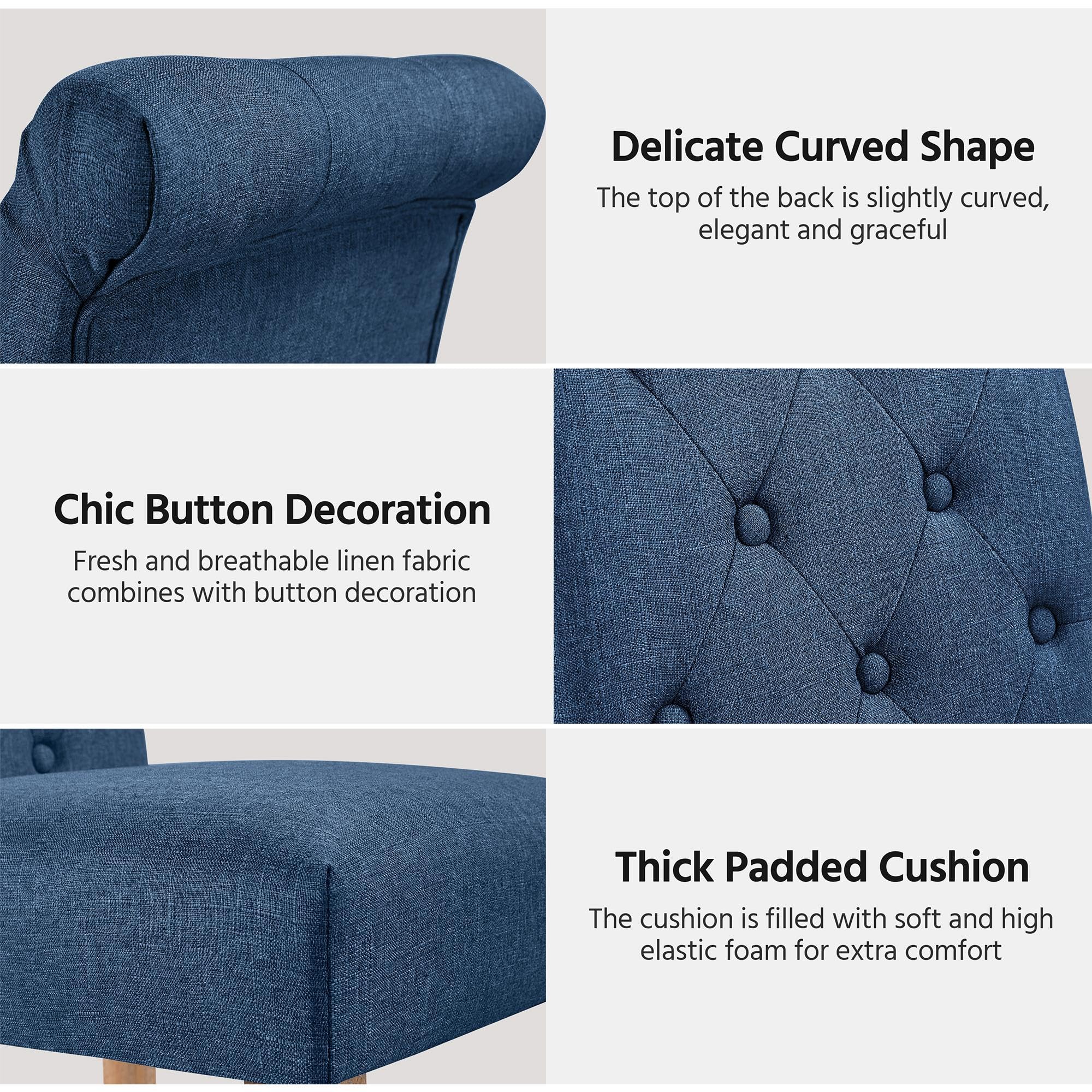 Yaheetech 4-Piece Dining Chair Set - Button Tufted Parsons Kitchen Chairs with Upholstered Fabric & Solid Wood Legs - Comfortable Padded Seat for Dining Room, Kitchen, Restaurant (Blue) | Perfect for Family Meals, Dinner Parties & Casual Dining