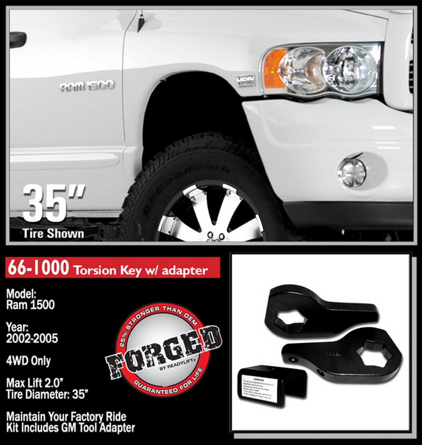 ReadyLift 66-1000 Forged Torsion Key Lift Kit - Heavy Duty Suspension Upgrade for Chevy/GMC Trucks & SUVs - Improve Ride Height & Off-Road Performance