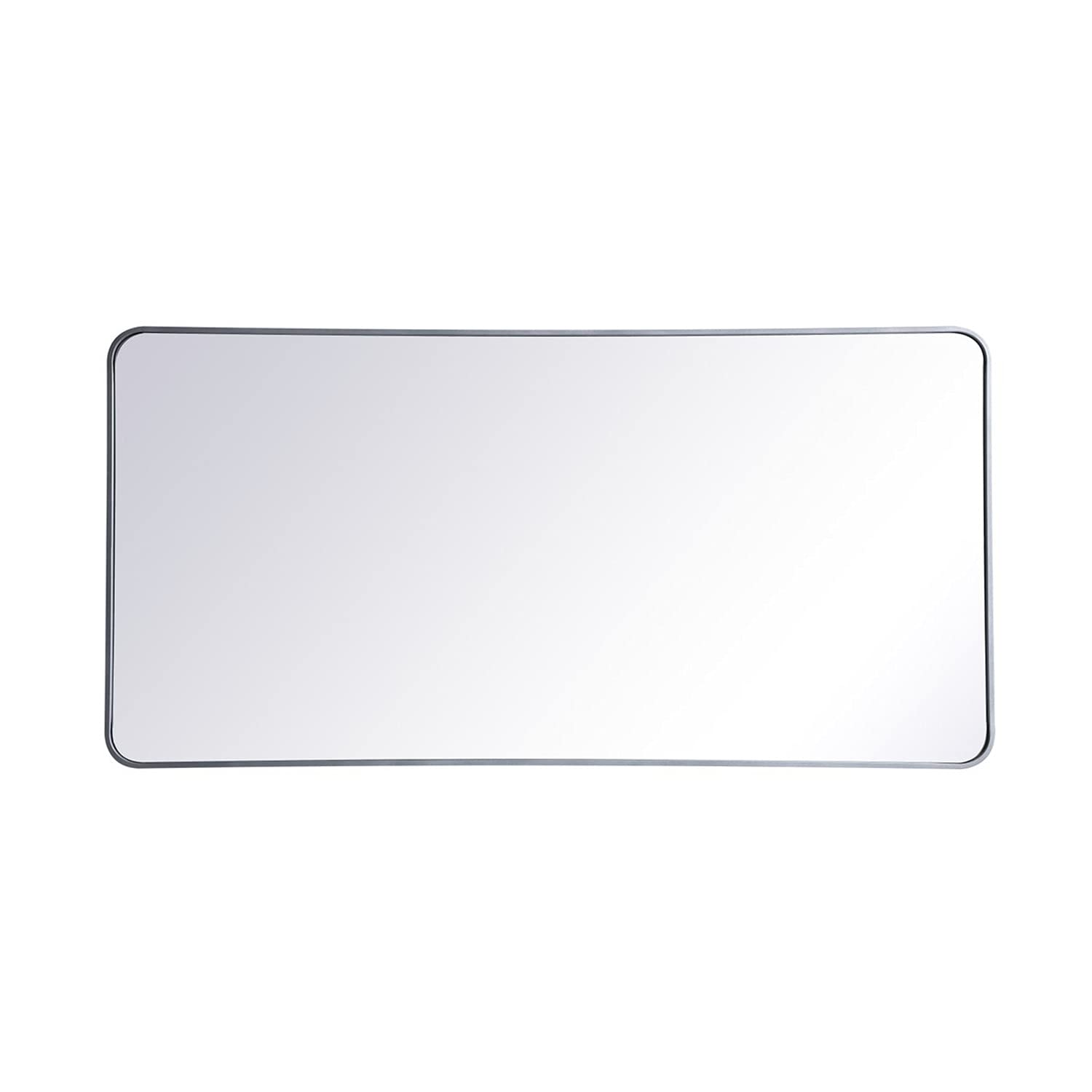 Silver 30x60 Soft Corner Metal Mirror - Elegant Decor for Bathroom & Bedroom