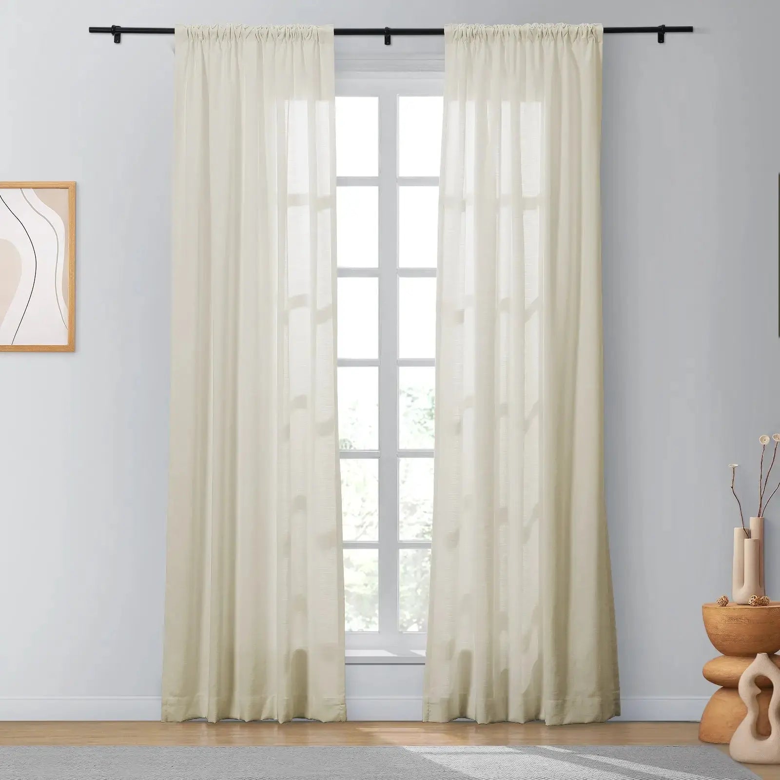 Isabella Heavyweight Cotton Blackout Curtains - Soft Top Thermal Insulated Drapes for Living Room & Bedroom - Noise Reducing & Energy Saving Window Treatments