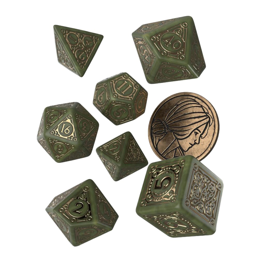 The Witcher Dice Set - Q Workshop Triss The Fourteenth of The Hill - 7-Piece RPG Dice for Dungeons & Dragons, Pathfinder, and Tabletop Gaming