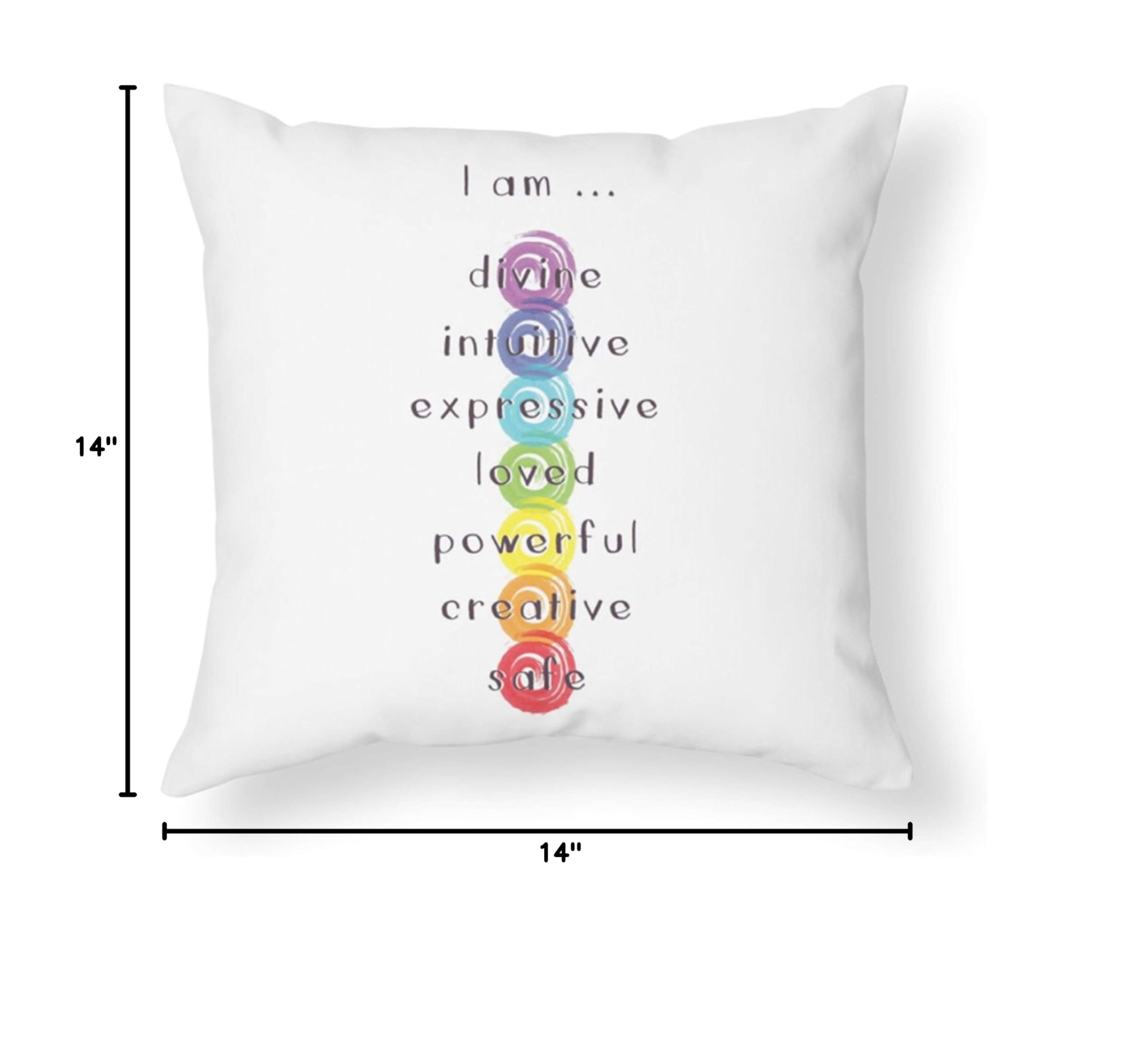 Chakra Meditation Throw Pillow - 14x14 Inch Faux Suede Yoga Pillow with Removable Insert & Zipper - Spiritual Home Decor for Couch, Bedroom, Meditation Room - Perfect Gift for Yogis & Spiritual Seekers