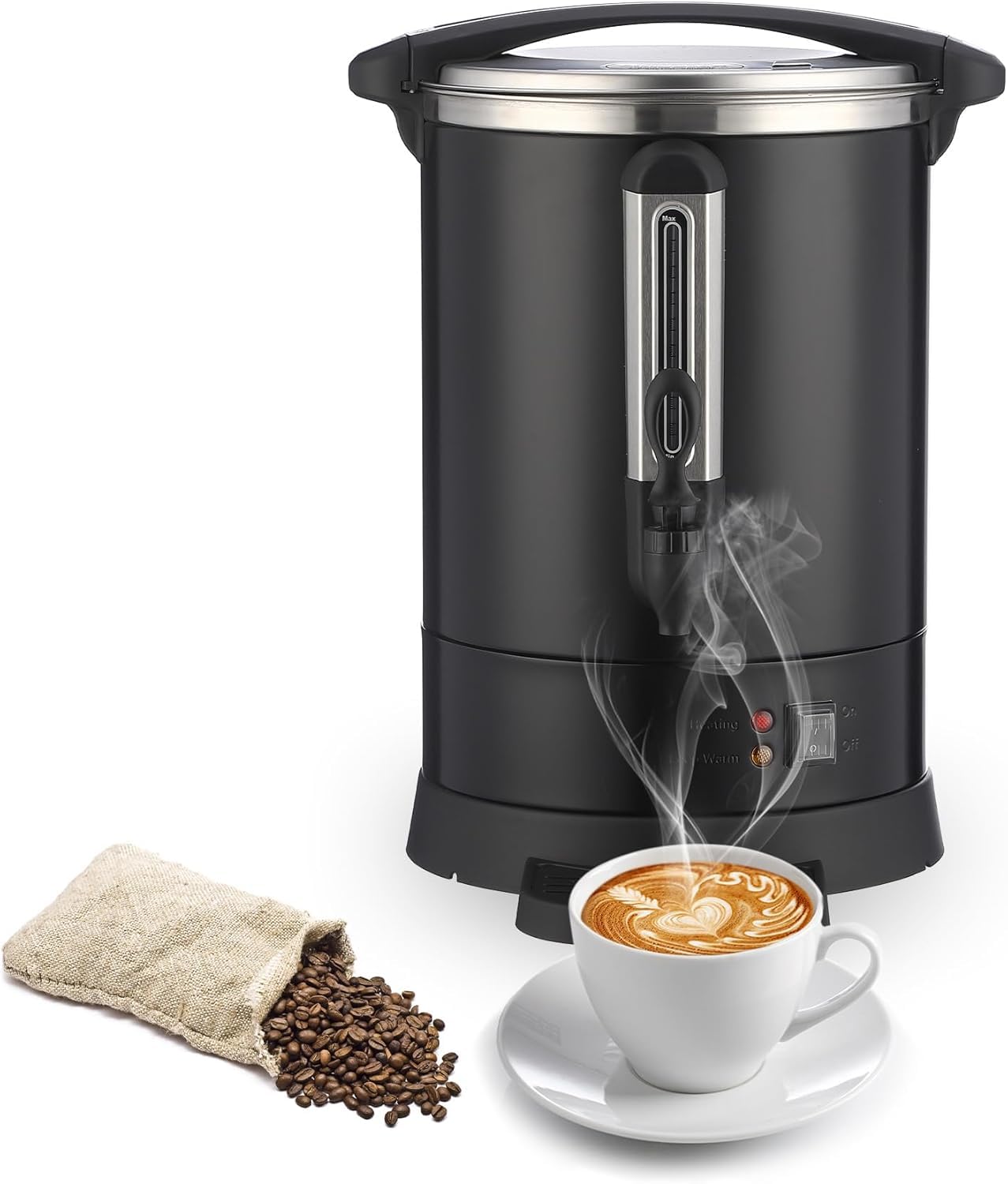 80 Cup Commercial Coffee Urn - 12L/3.2 Gallon Stainless Steel Hot Water Dispenser with Double Wall Insulation for Large Events, Catering, Weddings & Gatherings | Perfect for Buffets, Parties, Offices & Restaurants
