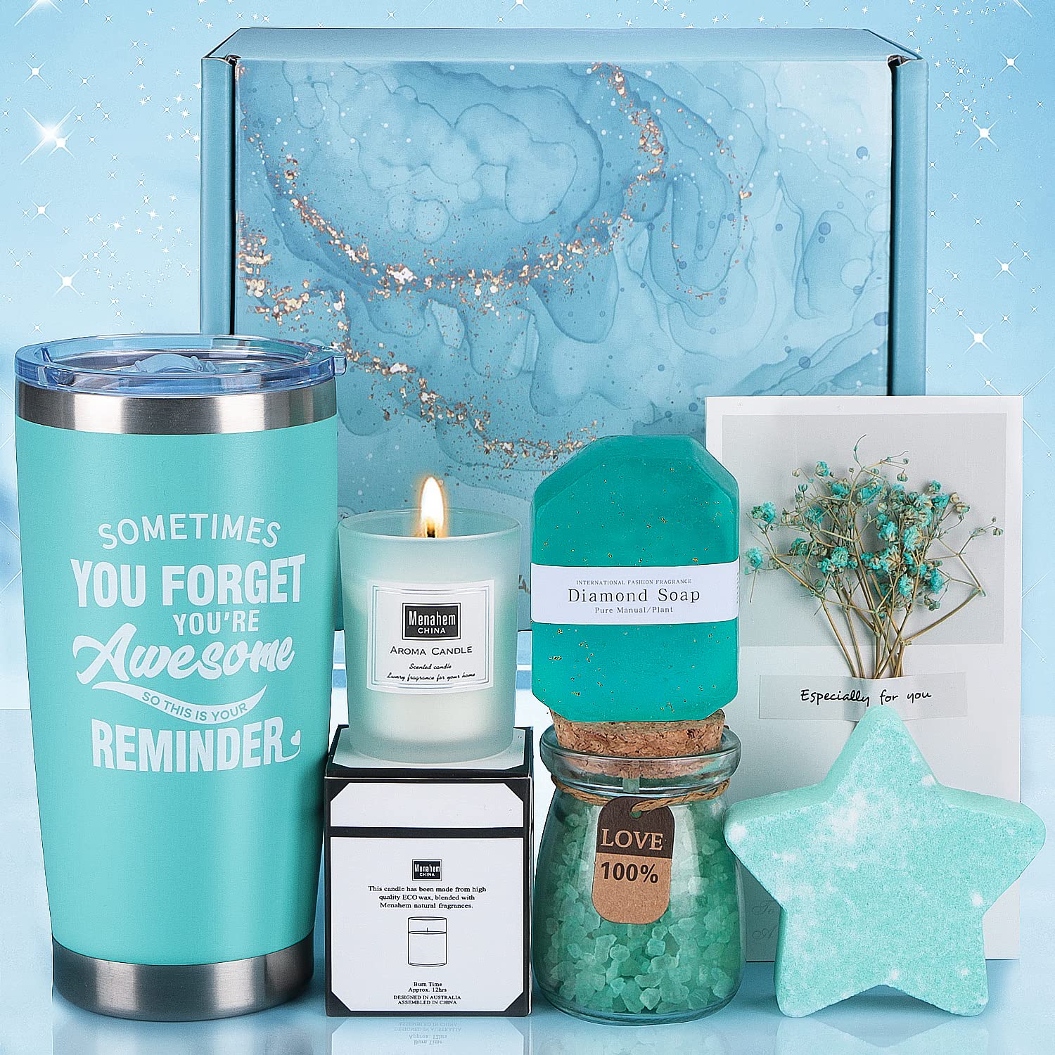 Relaxing Spa Bath Gift Set for Women - Self Care Birthday Gifts for Her, Mum, Wife, Sister & Friends | Unique Wellbeing Present with Bath Salts, Candles & More | Perfect for Pampering, Stress Relief & Special Occasions