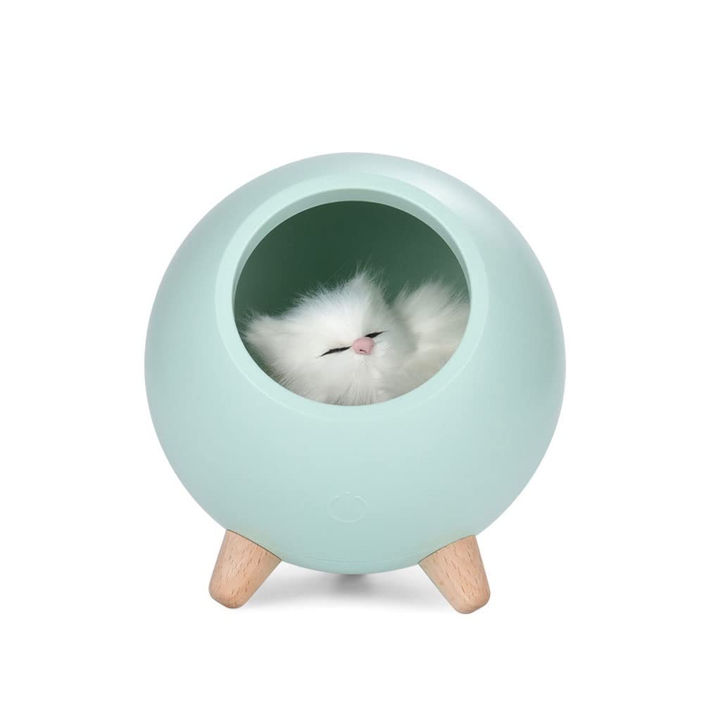 USB Rechargeable Cat Night Light - Cute LED Cat House Night Lamp for Kids Bedroom, Christmas & Birthday Gifts (Green) - Perfect for Nursery, Bedside, and Nighttime Comfort