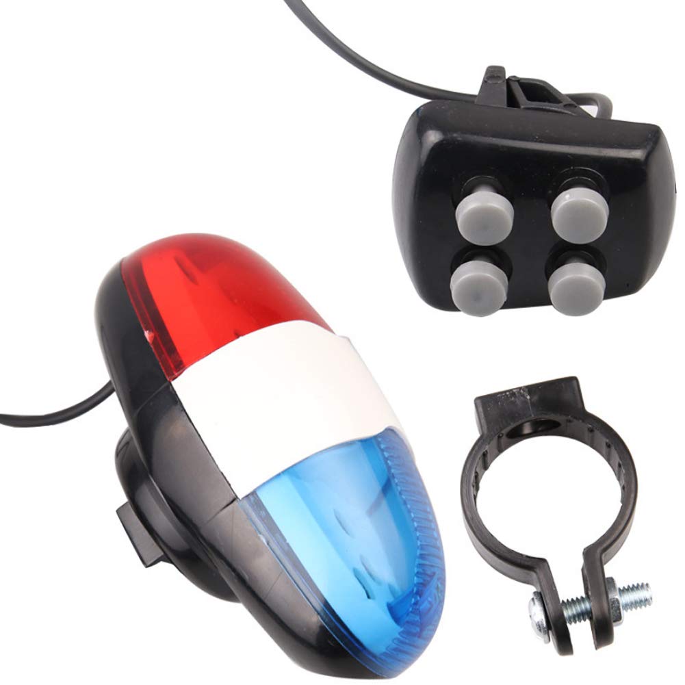 Loud Electronic Bike Horn & Tail Light - 4 Tones with Police Siren, Cycling Safety Alarm, Waterproof LED Bicycle Light for Night Riding, Commuting, and Outdoor Adventures (1 Pack)