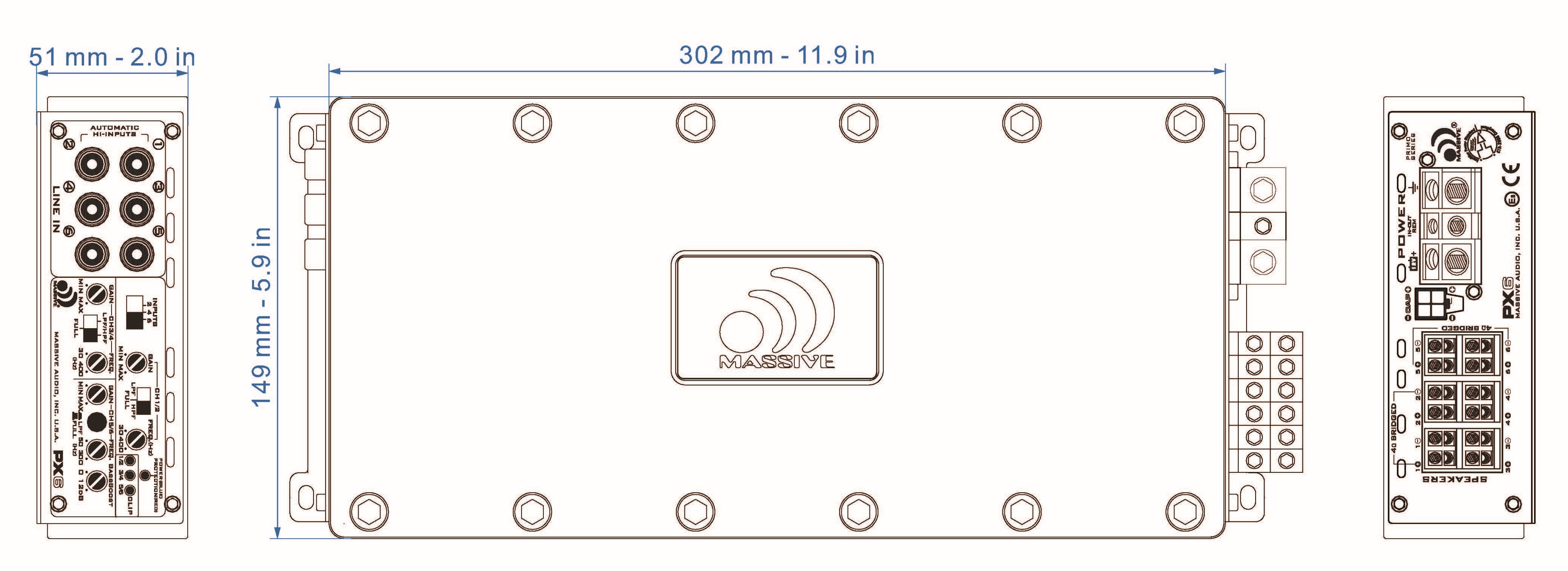 PX6 6-Channel Car Amplifier 130W RMS x 6 @ 4 Ohm - High Power Audio Amp for Car Stereo System, Home Theater, and Marine Boats