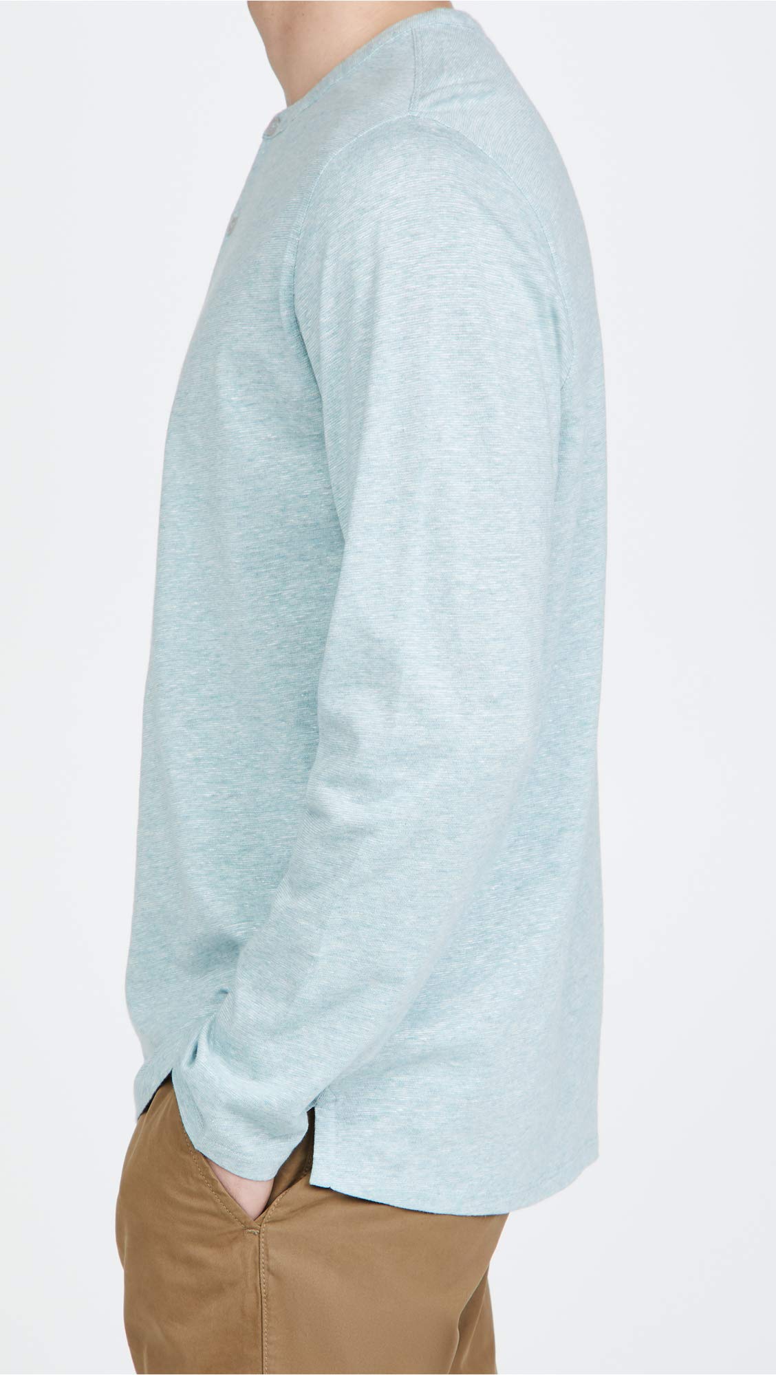 Vince Men's Long Sleeve Linen Henley Shirt - Breathable & Comfortable Casual Top for Summer, Travel, and Outdoor Activities