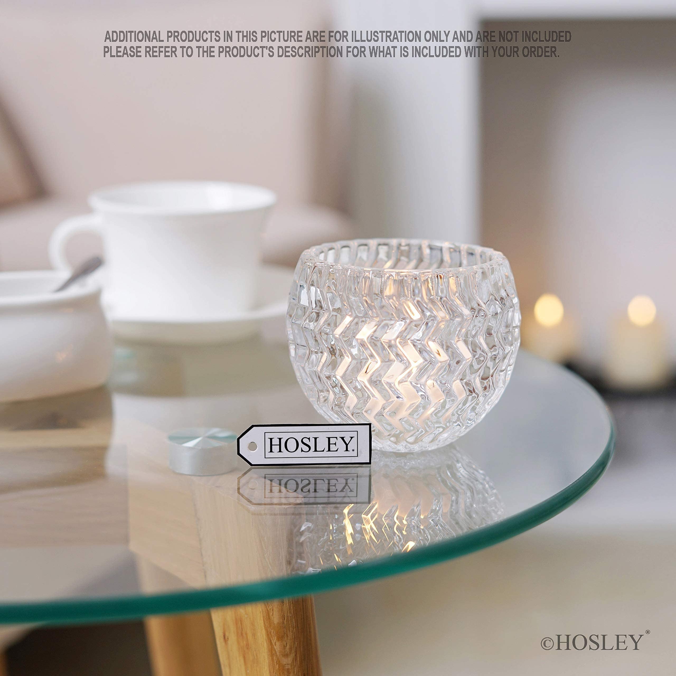 Hosley’s 72-Pack White Unscented Votive Candles & 4-Piece Clear Glass Tealight Holders (3.78 Inch Diameter) – Perfect for Weddings, Parties, Home Decor, and Romantic Ambiance