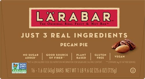 Larabar Pecan Pie - Gluten Free Vegan Fruit & Nut Energy Bar, 1.6 oz (16 Count Pack) - Healthy Snack for Hiking, Travel & On-the-Go Nutrition